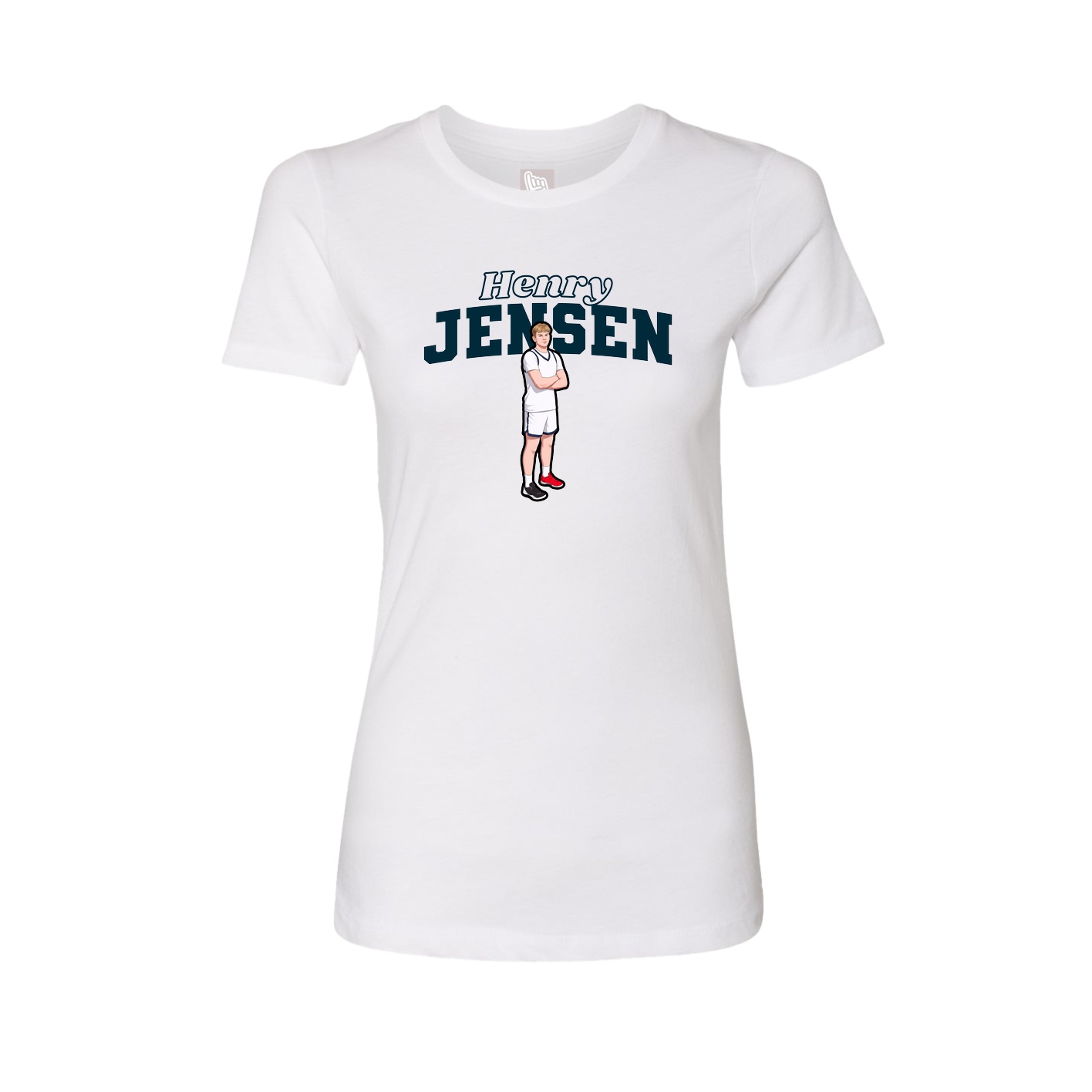 Fitted Women's Tee — Name Arch in White