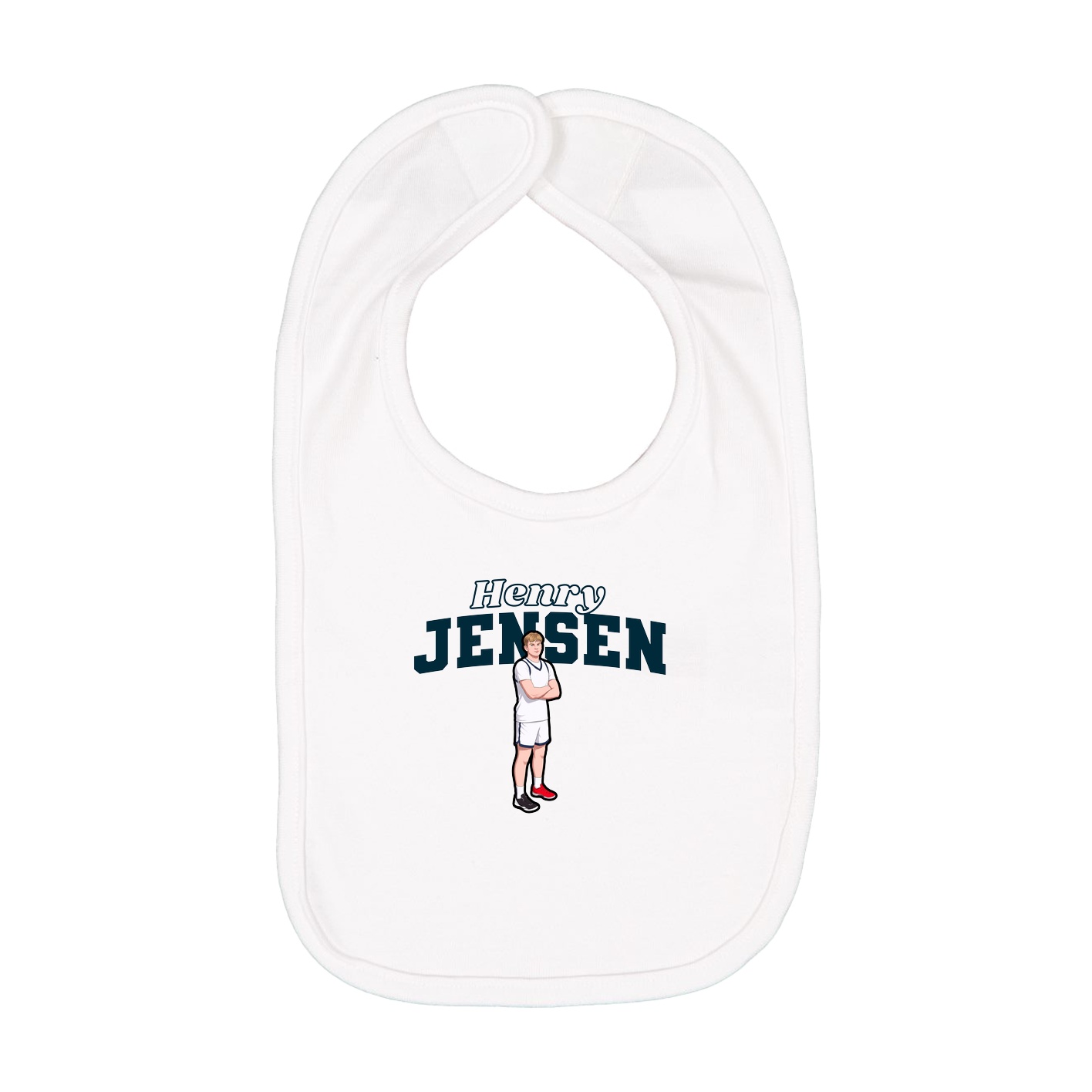 Infant Bib — Name Arch in White
