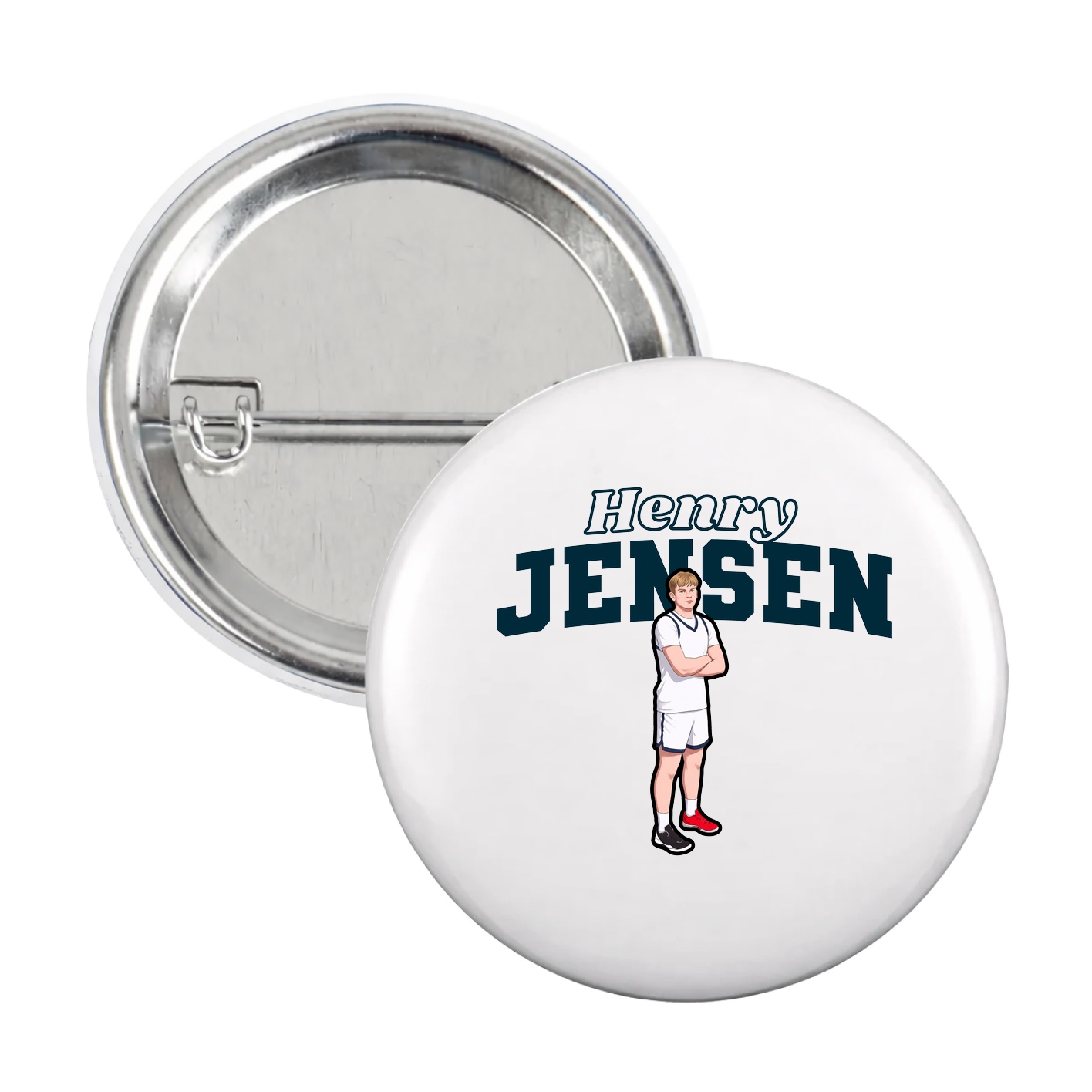 Game Day Button — Name Arch in White