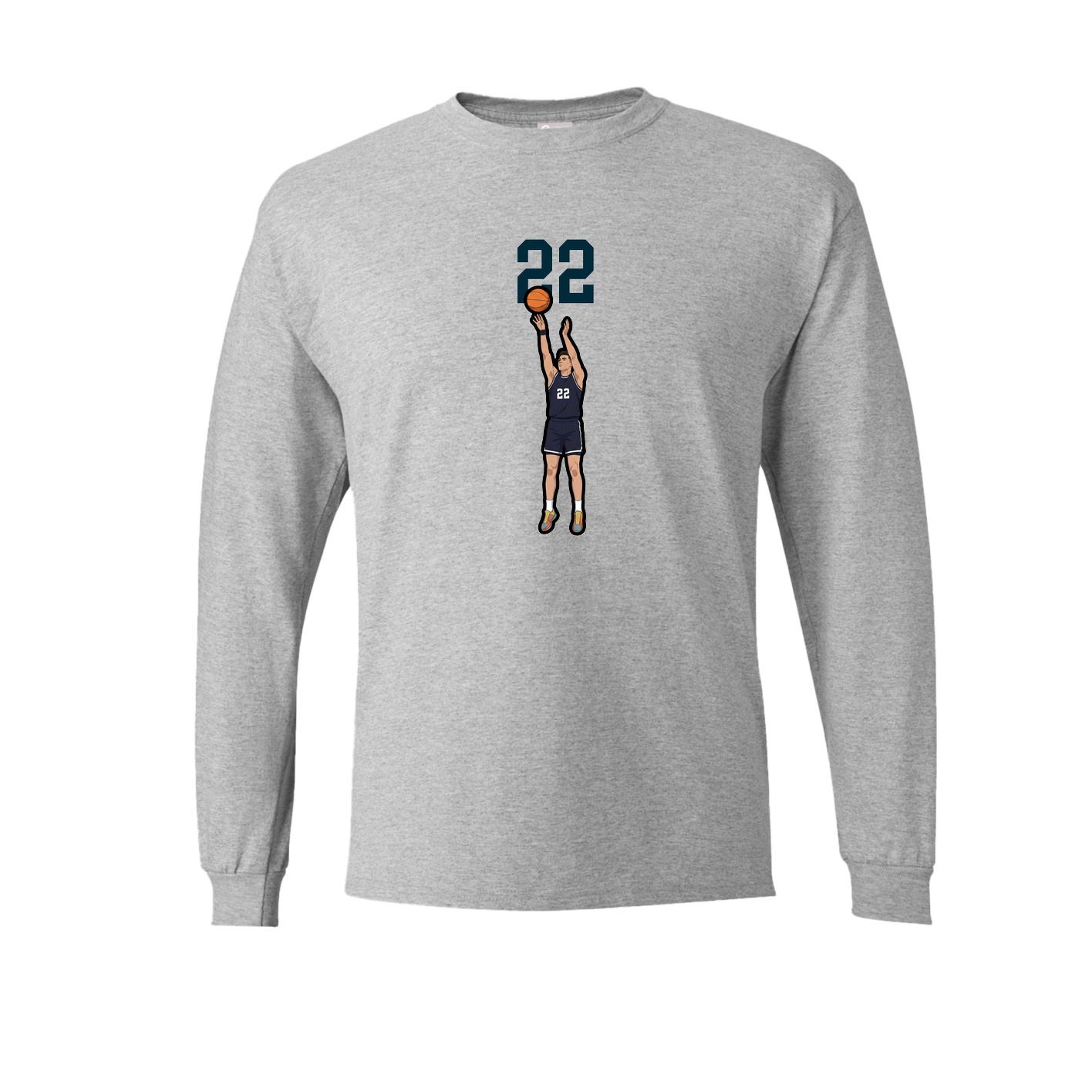 Long Sleeve Tee — Number Top in Grey