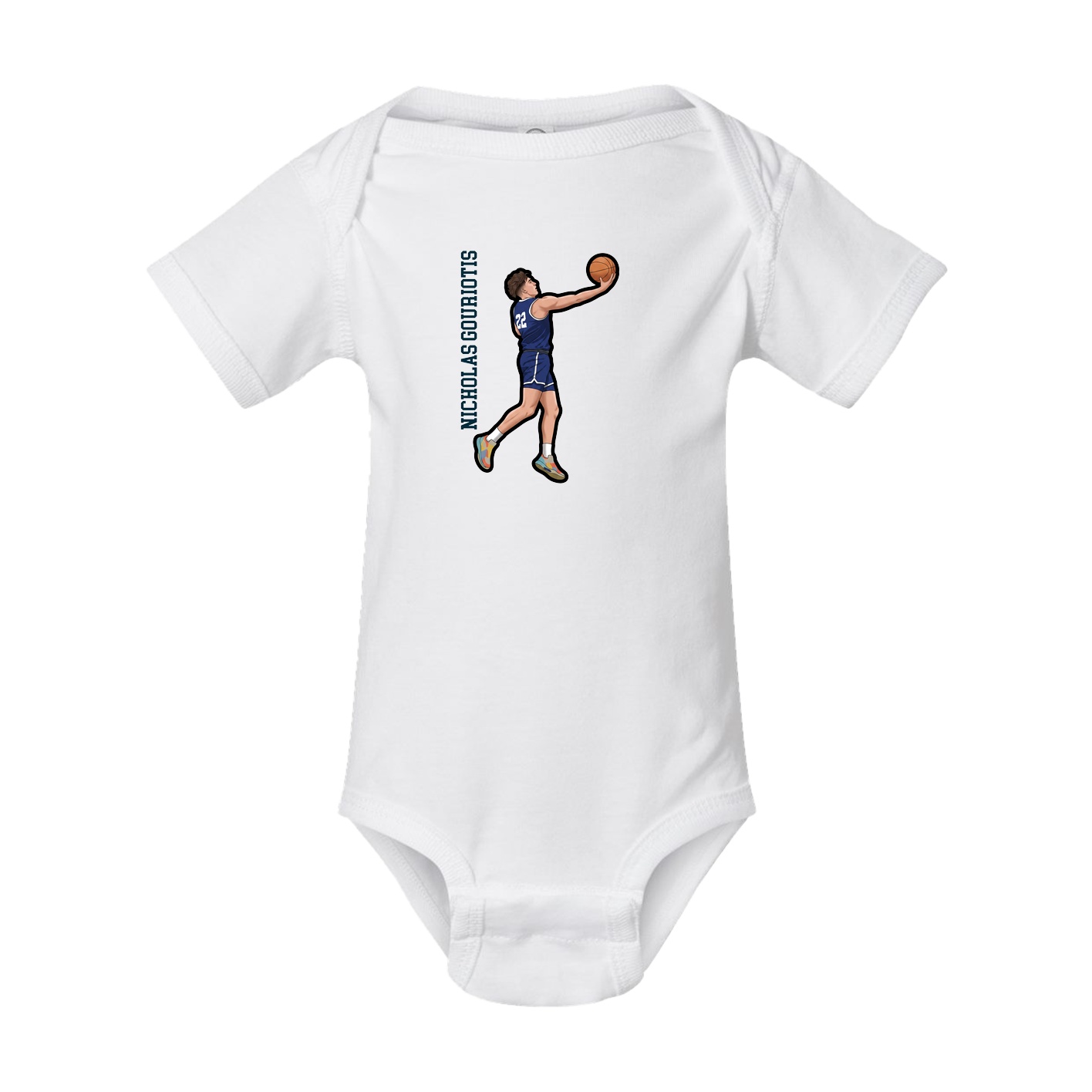 Baby Onesie — Name Vertical in White