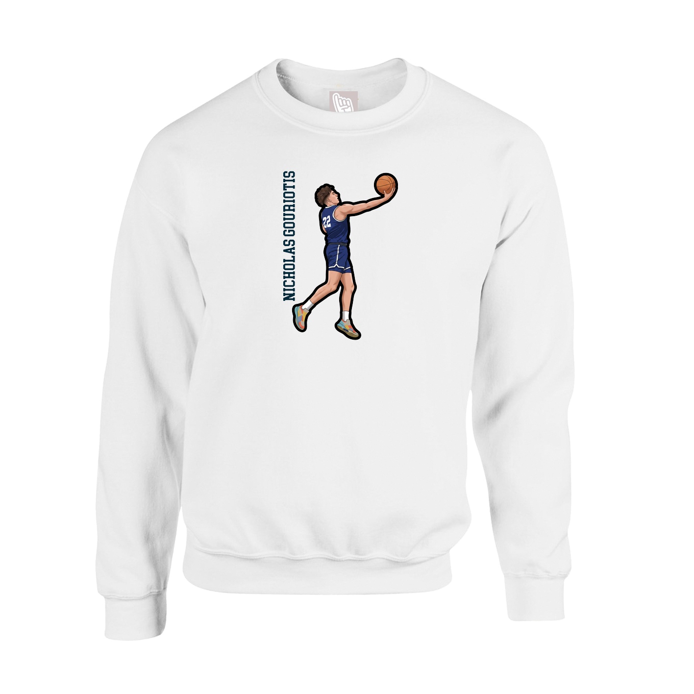Fleece Crew — Name Vertical in White