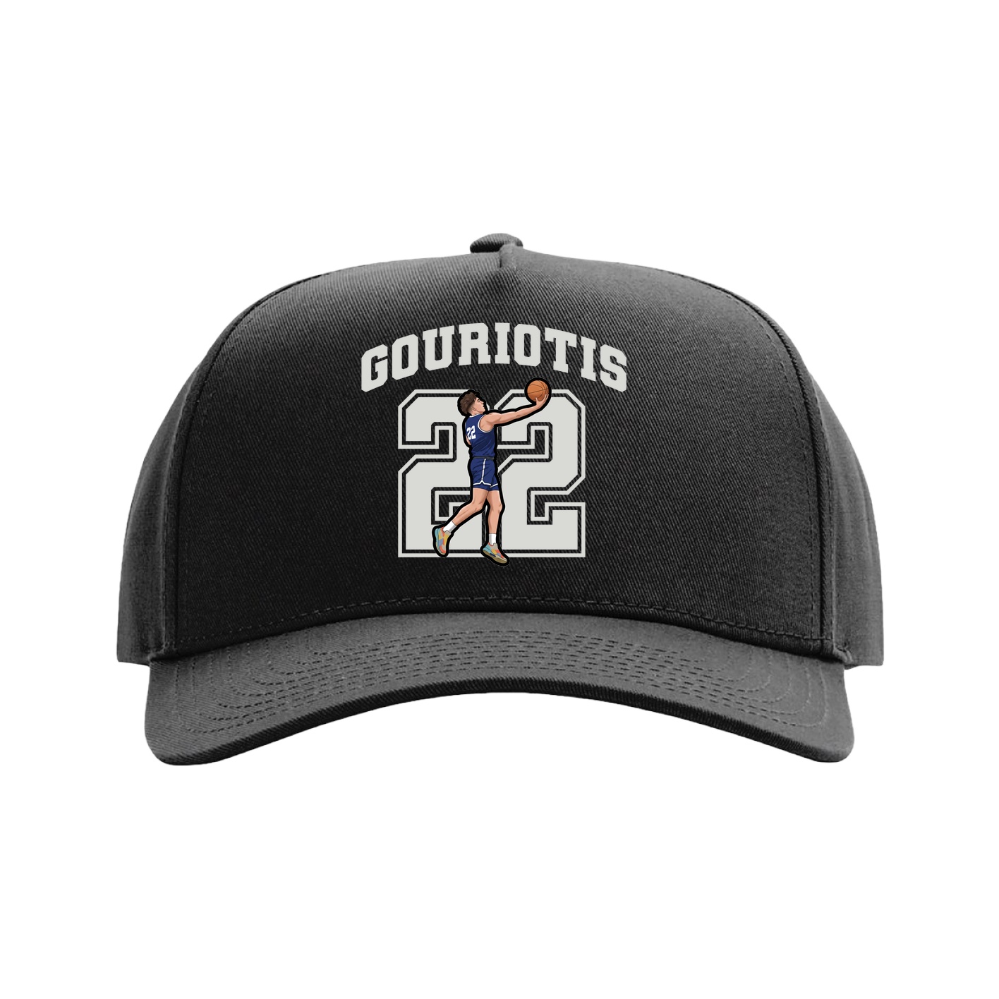 Full Fabric Five-Panel Champ Cap — Number in Black