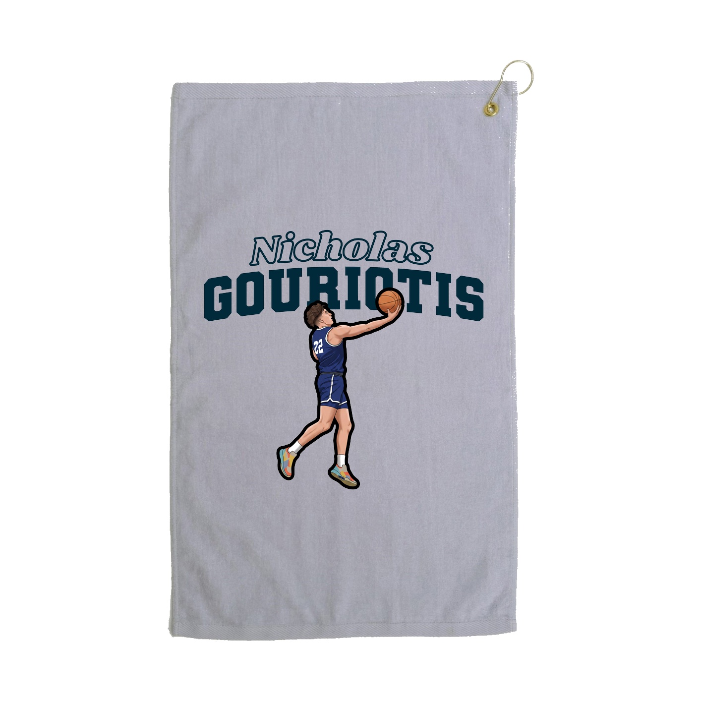 Golf Towel — Name Arch in Grey