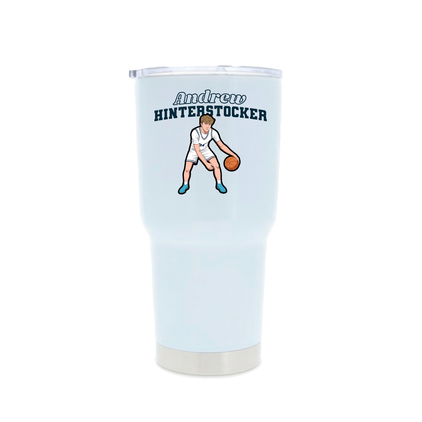 30oz Stainless Steel Tumbler — Name Arch in White