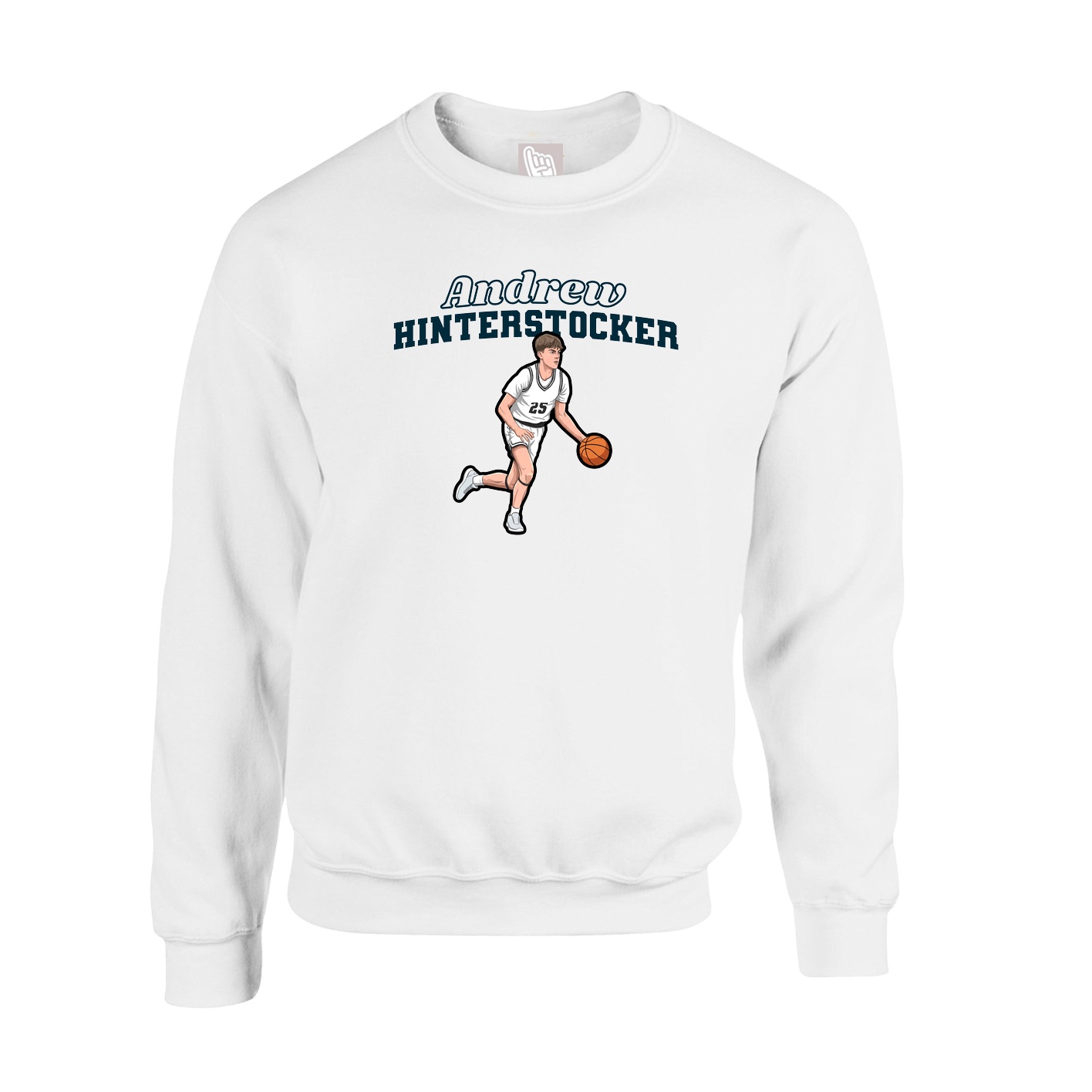 Fleece Crew — Name Arch in White