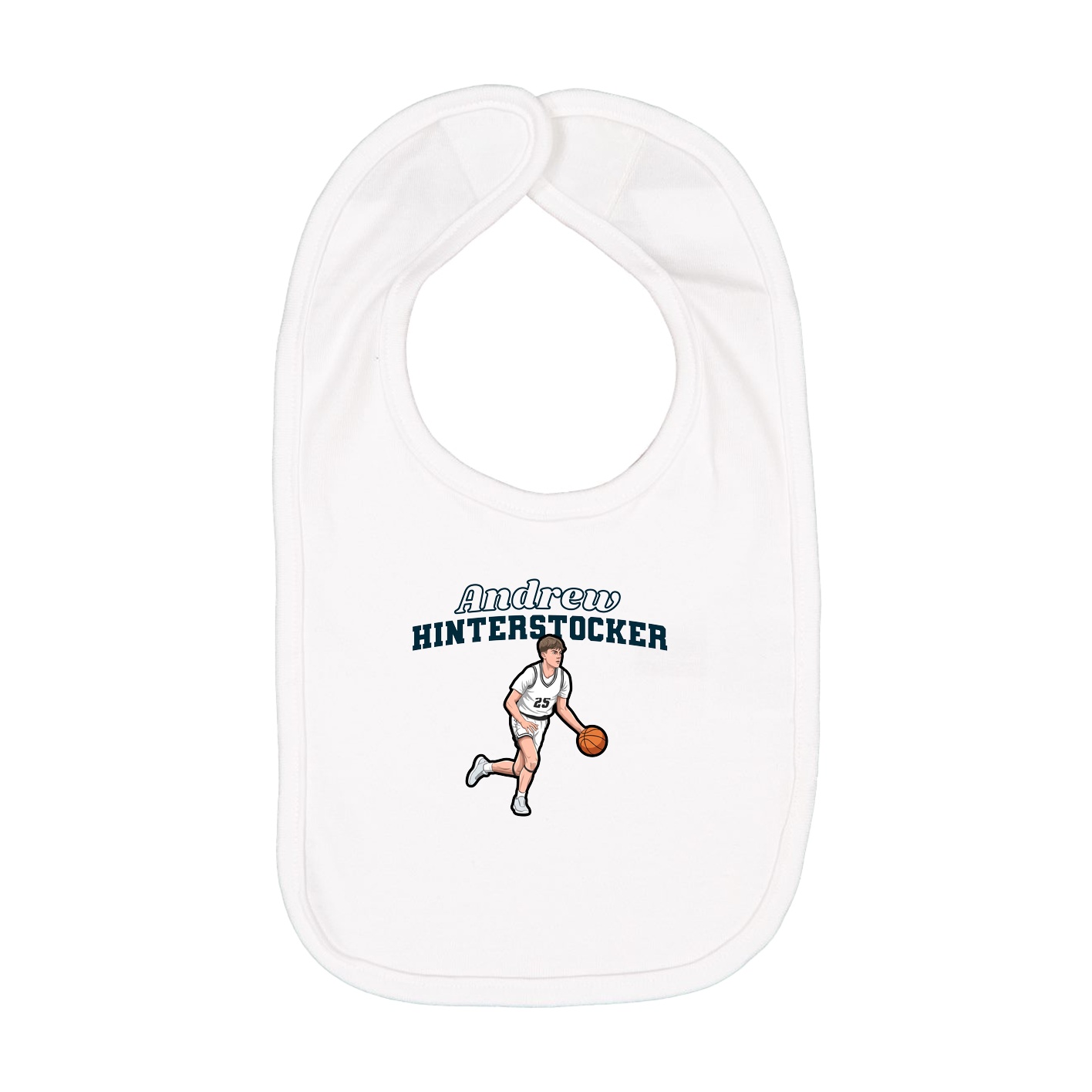 Infant Bib — Name Arch in White