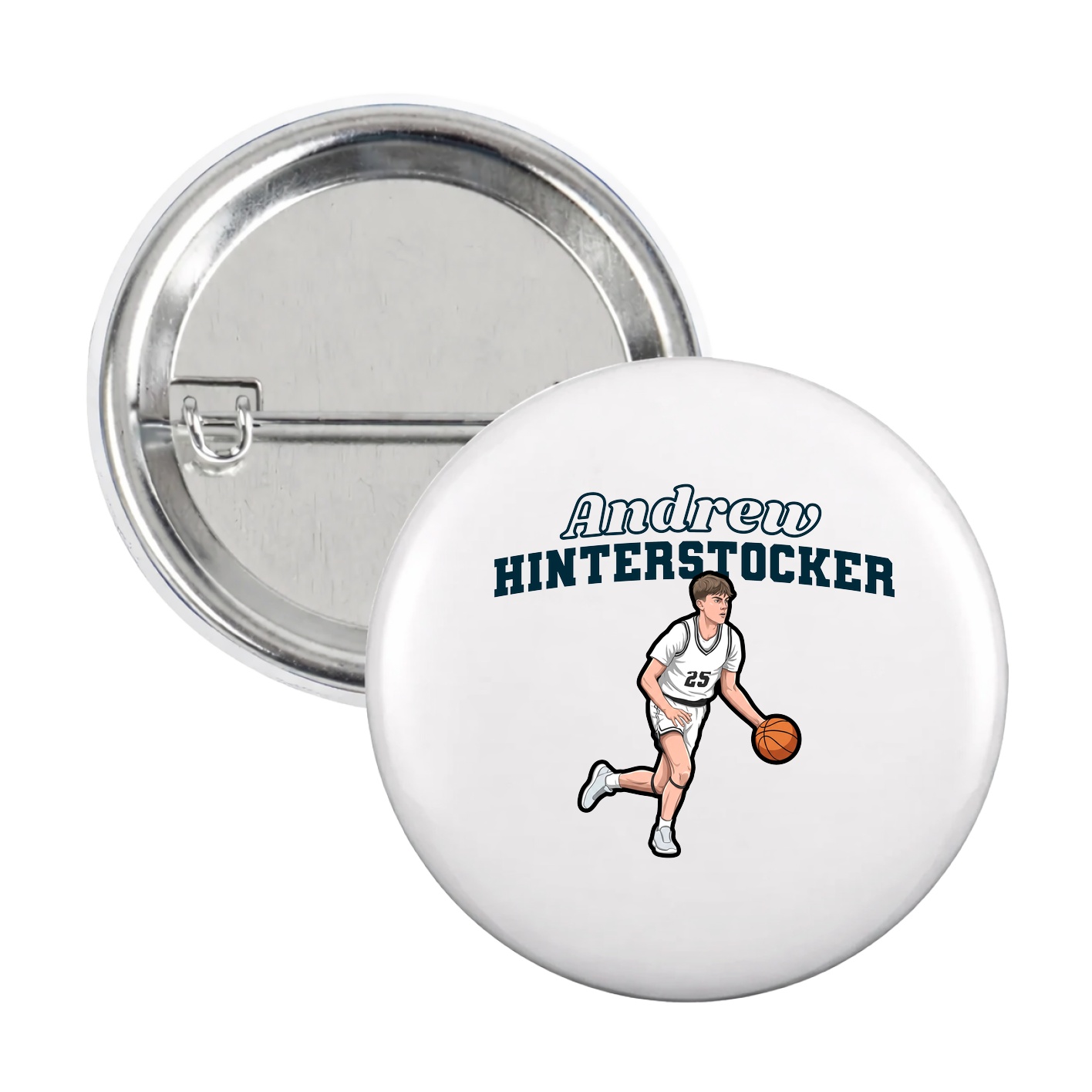 Game Day Button — Name Arch in White
