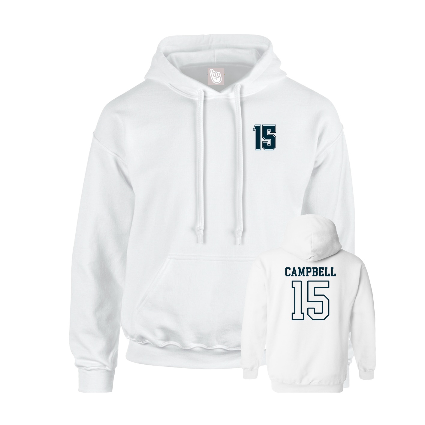 Youth Hoodie — Chest Back in White