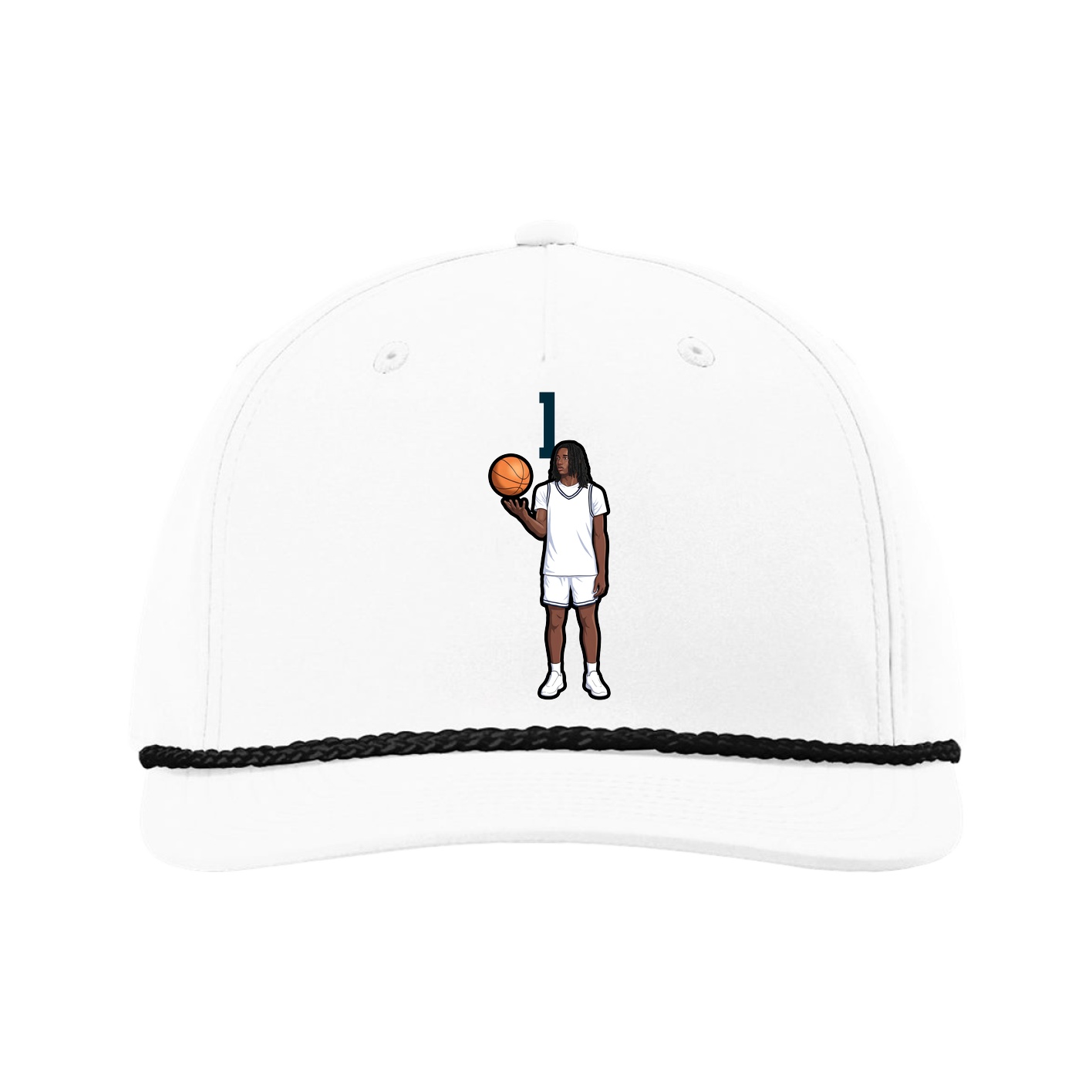 Five-Panel Classic Rope Cap — Number Top in White