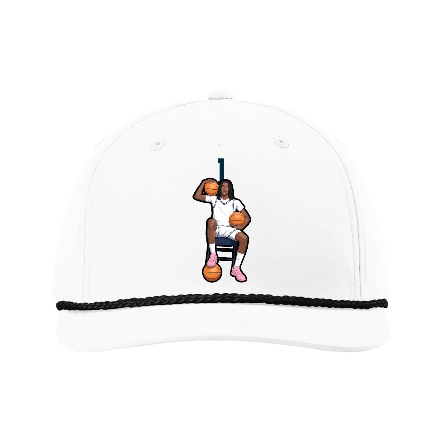 Five-Panel Classic Rope Cap — Number Top in White