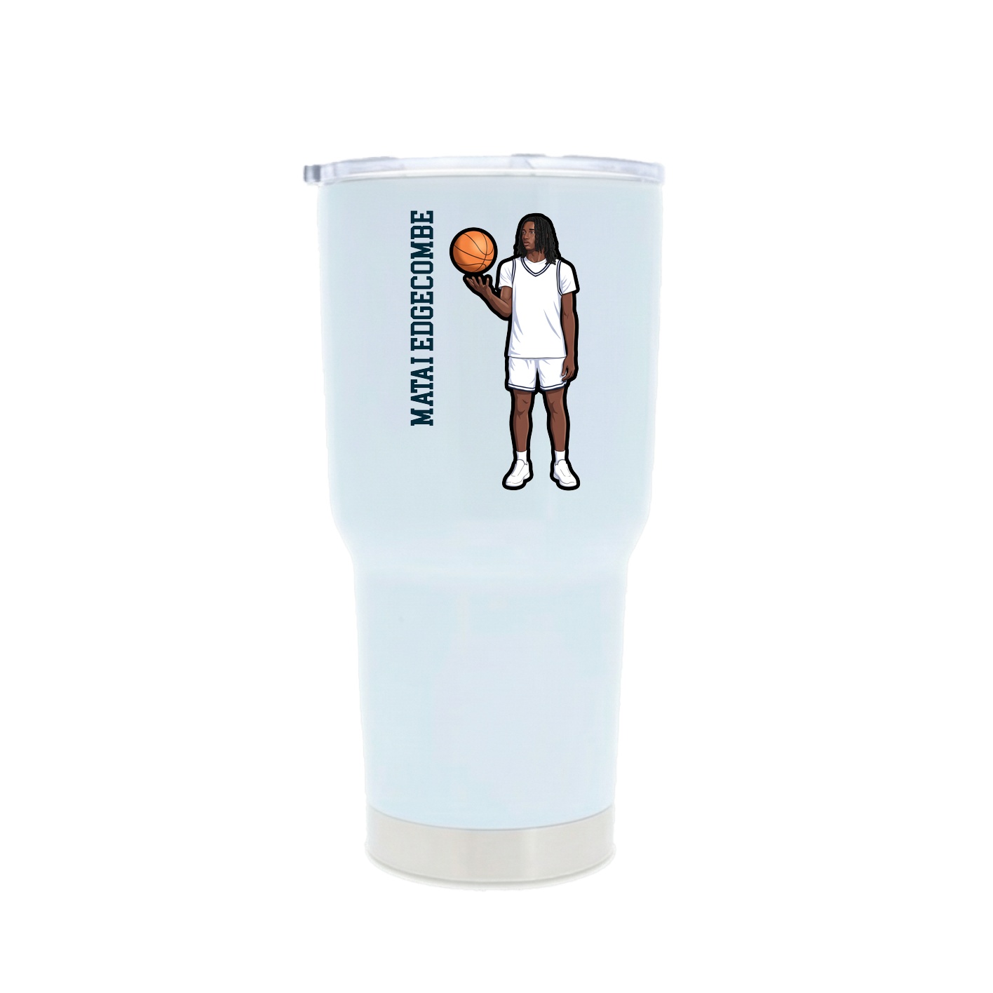 30oz Stainless Steel Tumbler — Name Vertical in White