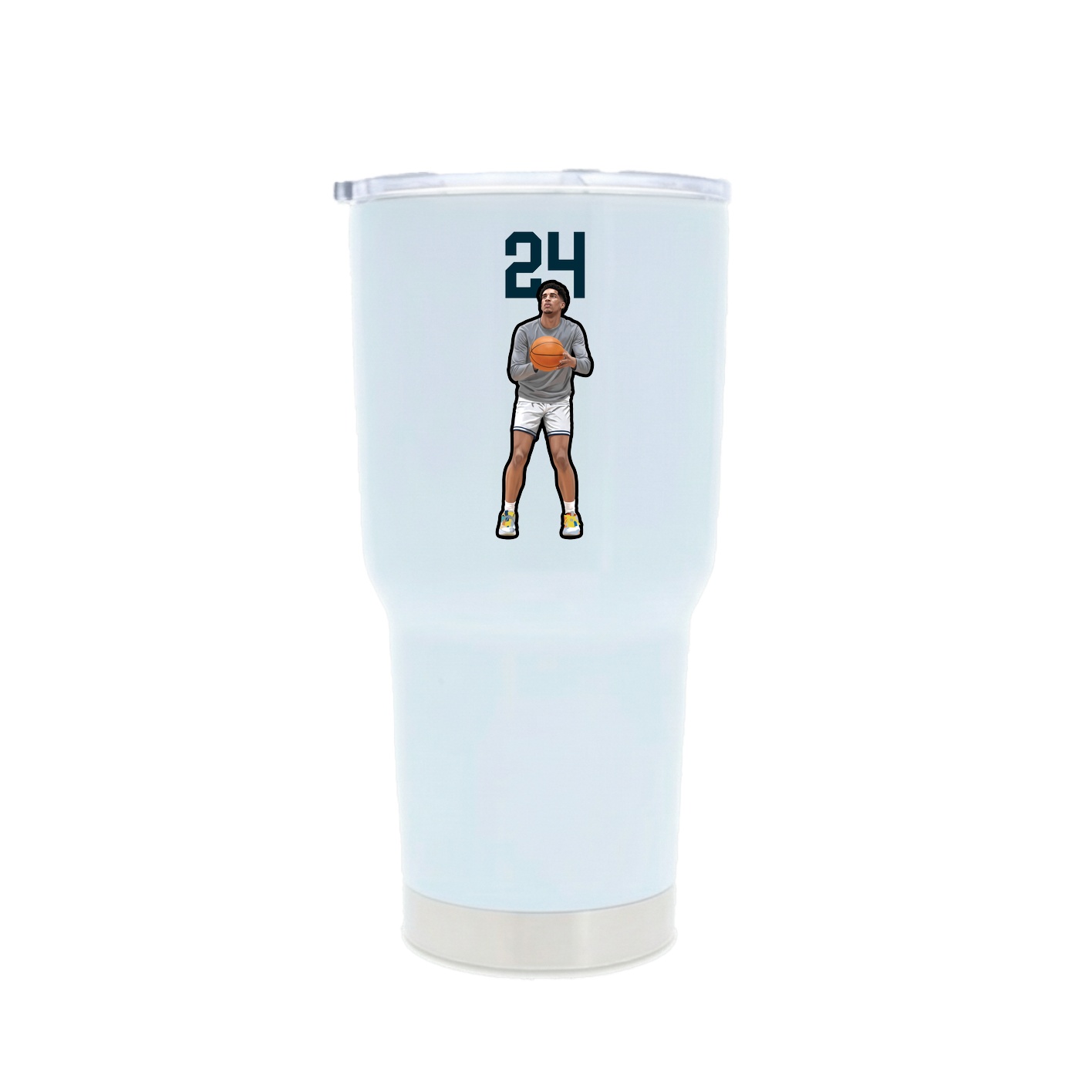 30oz Stainless Steel Tumbler — Number Top in White
