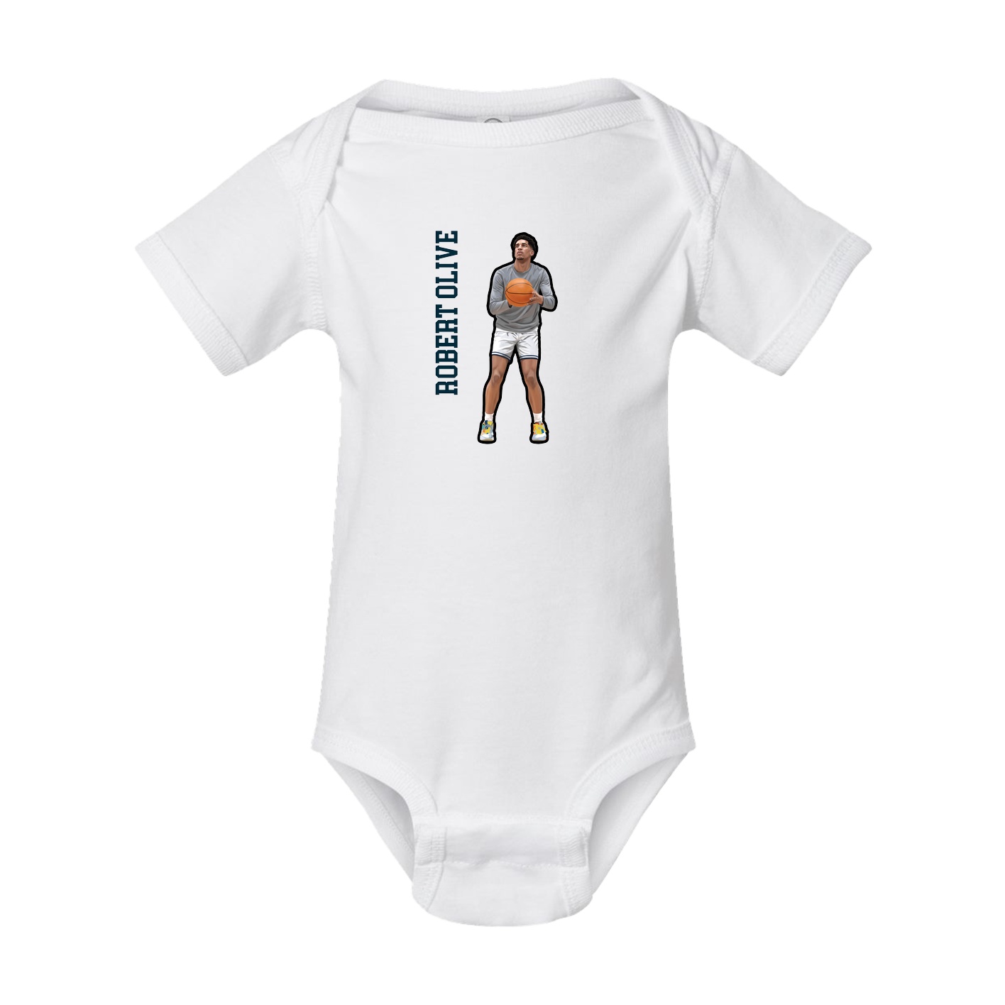 Baby Onesie — Name Vertical in White