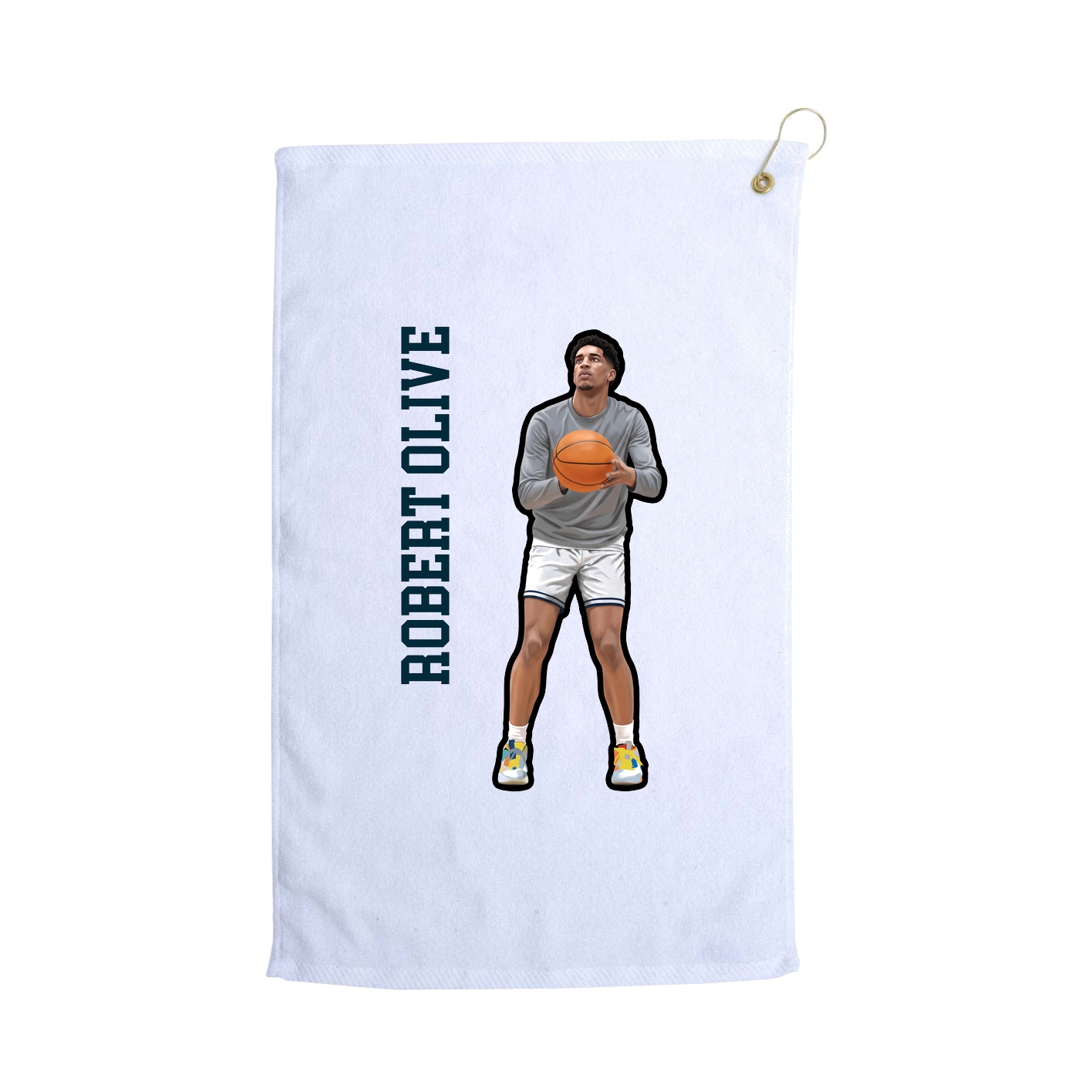 Golf Towel — Name Vertical in White