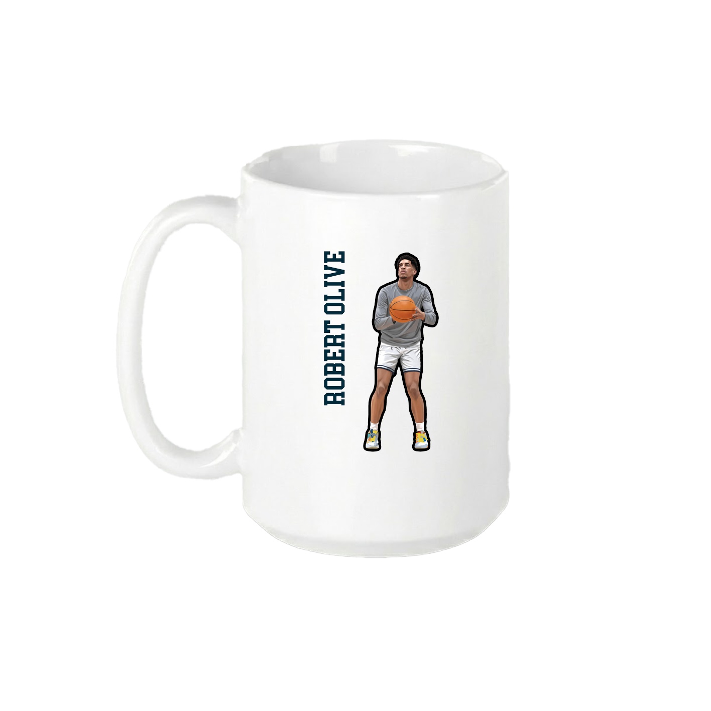 15oz Coffee Mug — Name Vertical in White