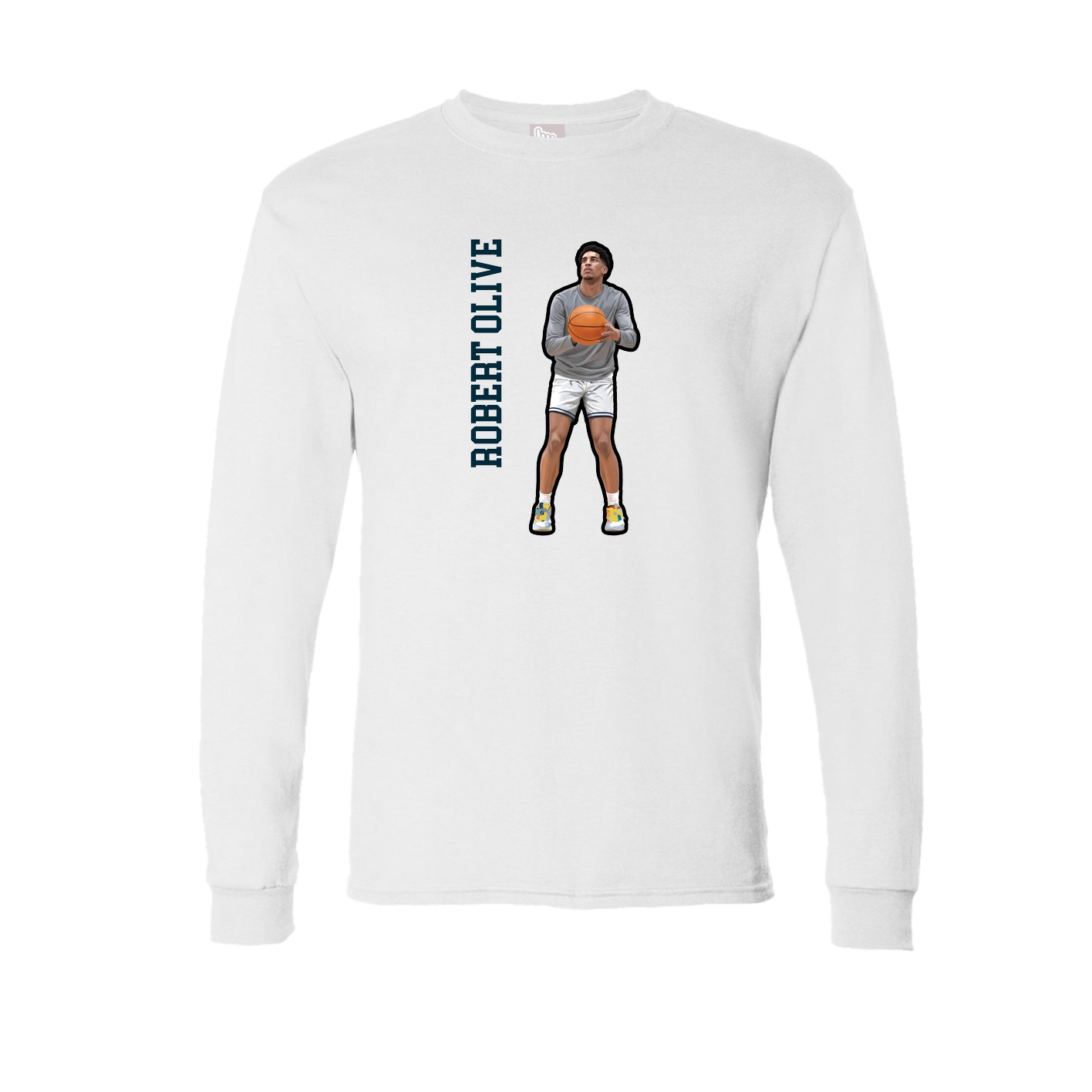 Long Sleeve Tee — Name Vertical in White