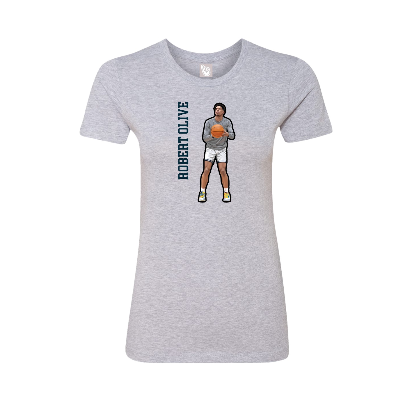 Fitted Women's Tee — Name Vertical in Grey