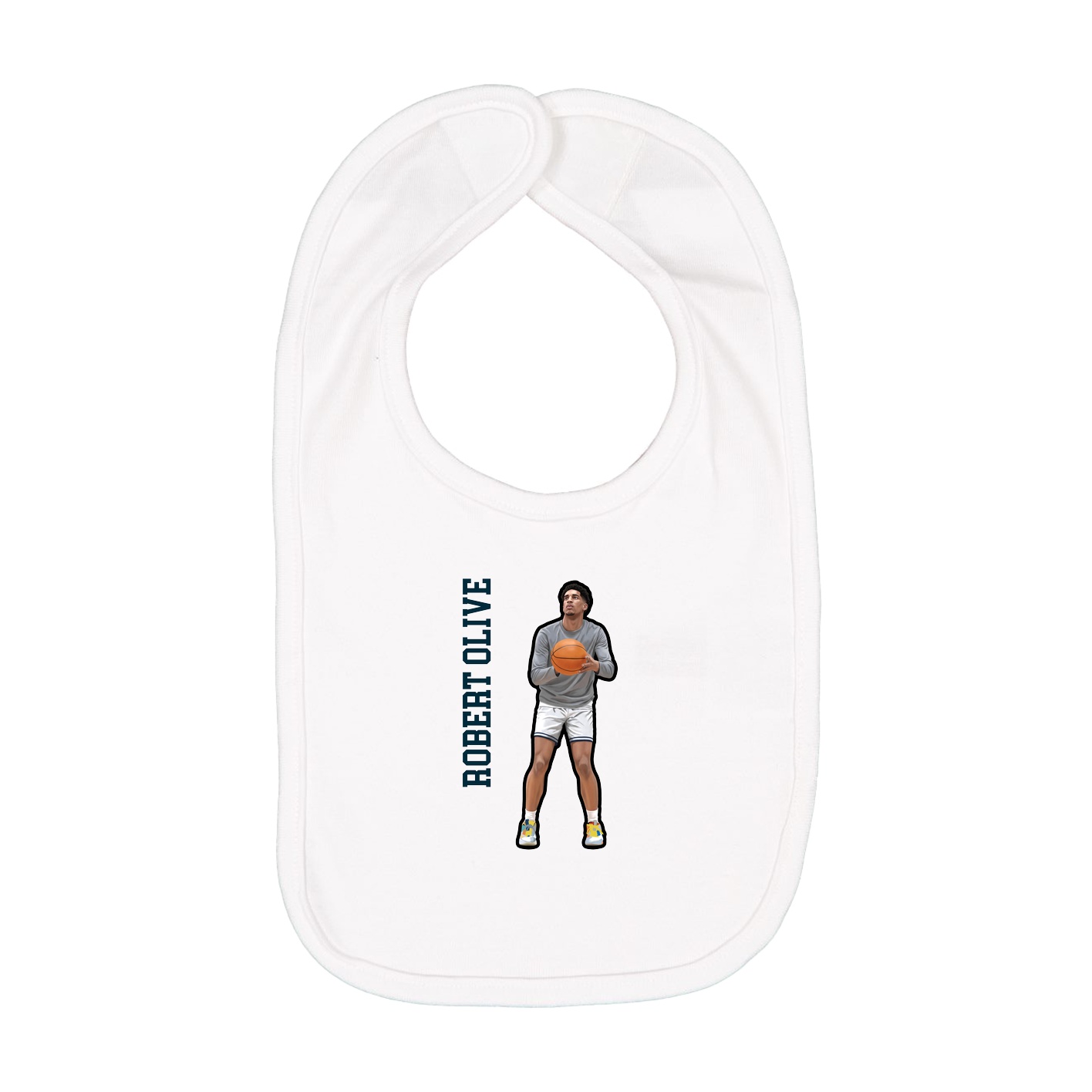 Infant Bib — Name Vertical in White