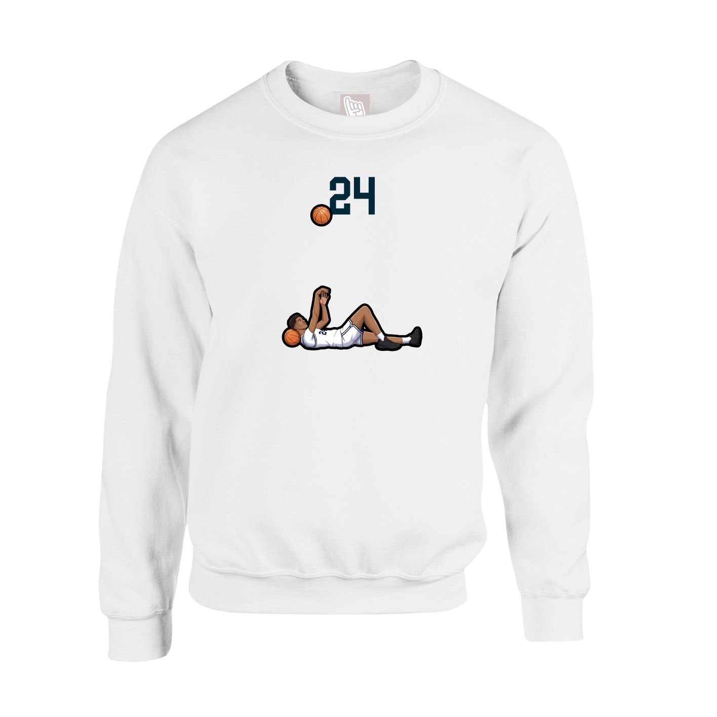 Fleece Crew — Number Top in White