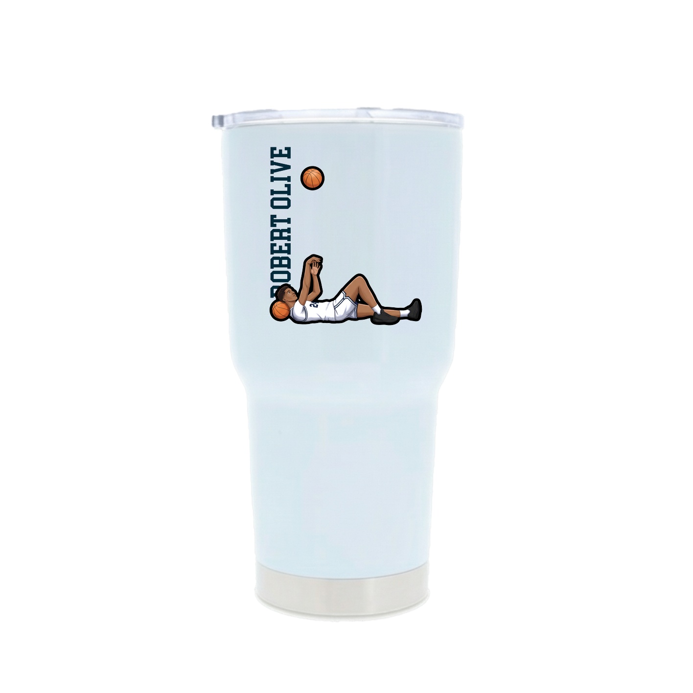 30oz Stainless Steel Tumbler — Name Vertical in White