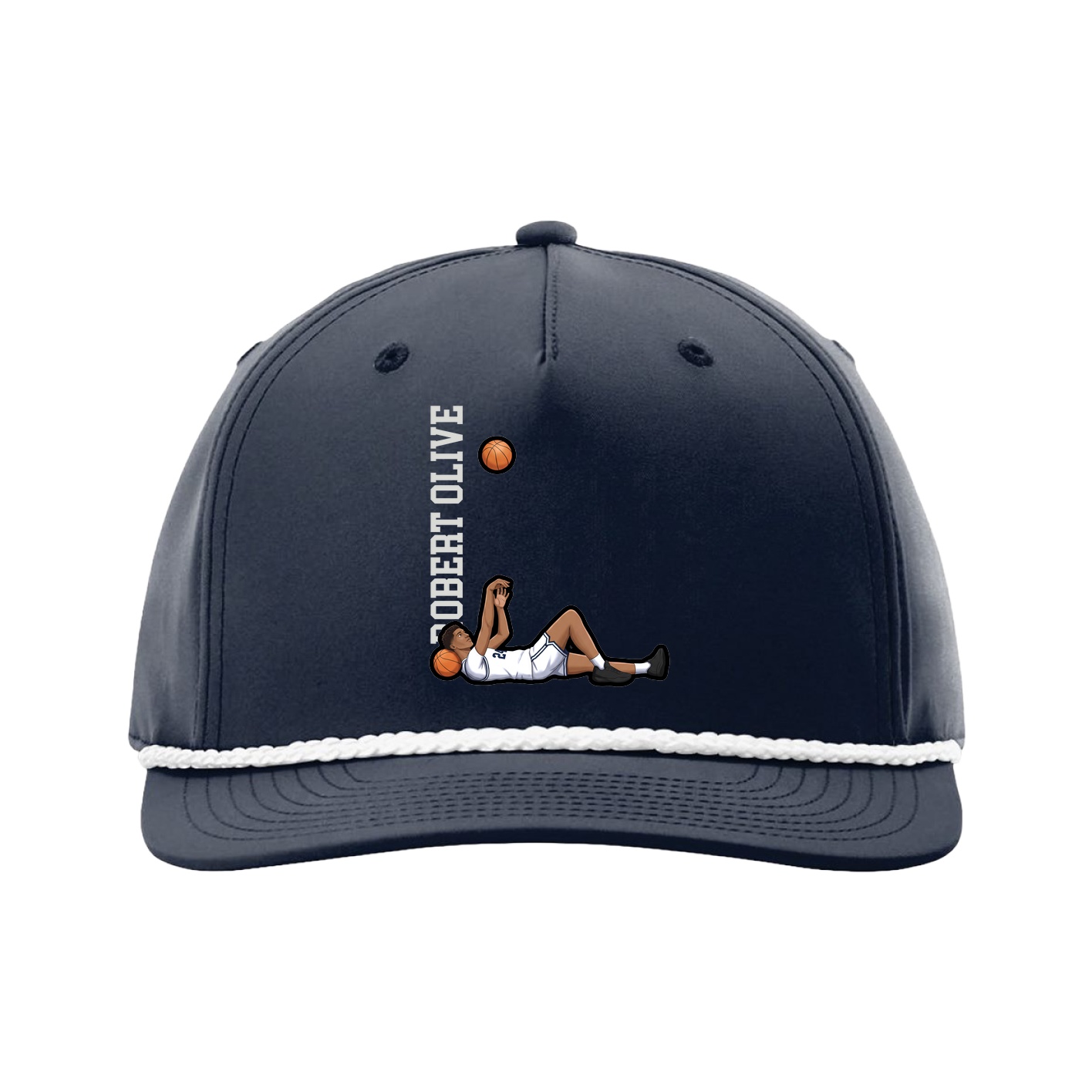 Five-Panel Classic Rope Cap — Name Vertical in Navy