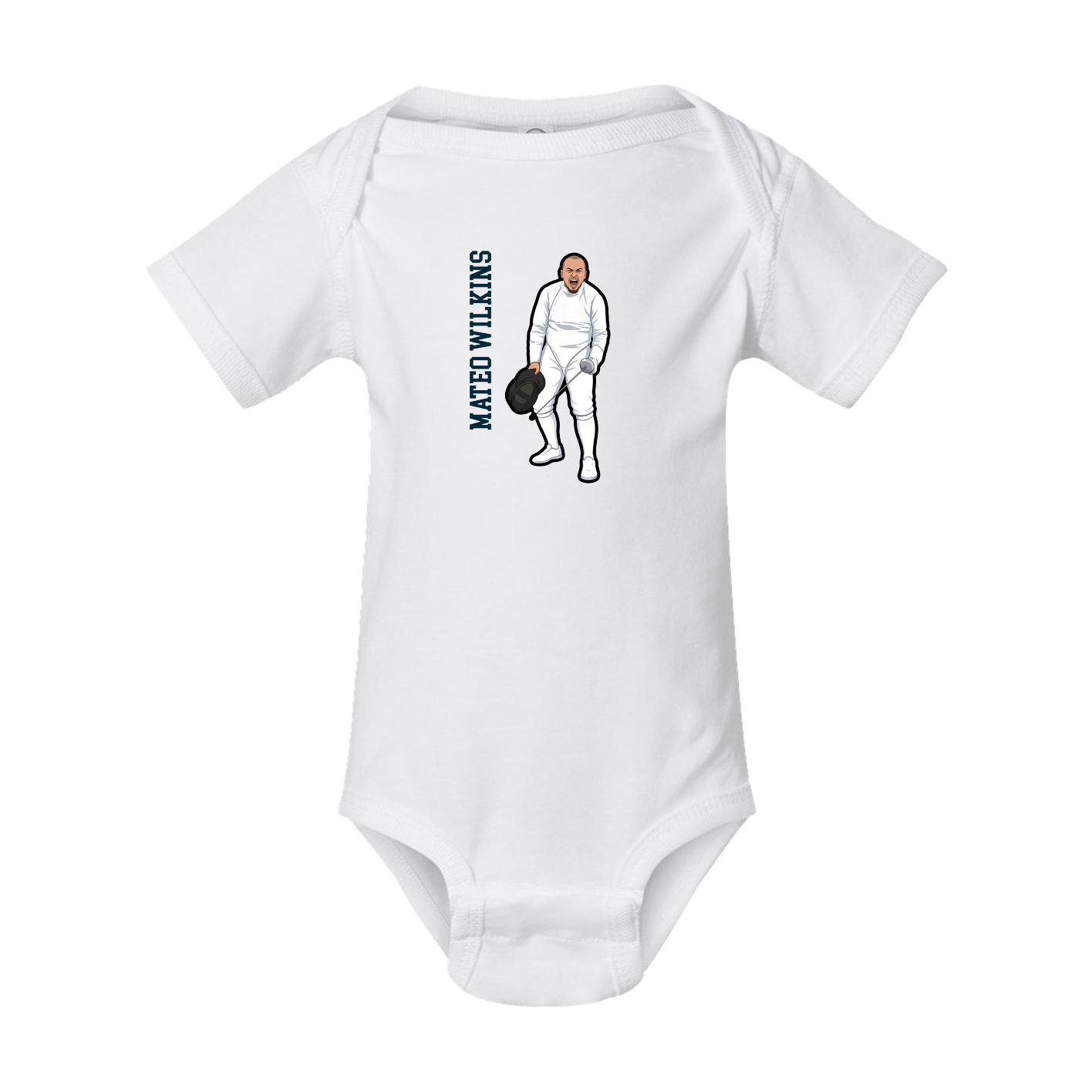Baby Onesie — Name Vertical in White