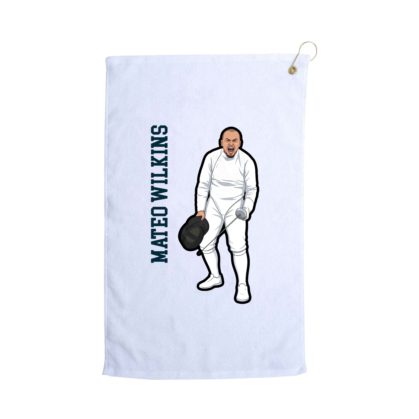 Golf Towel — Name Vertical in White