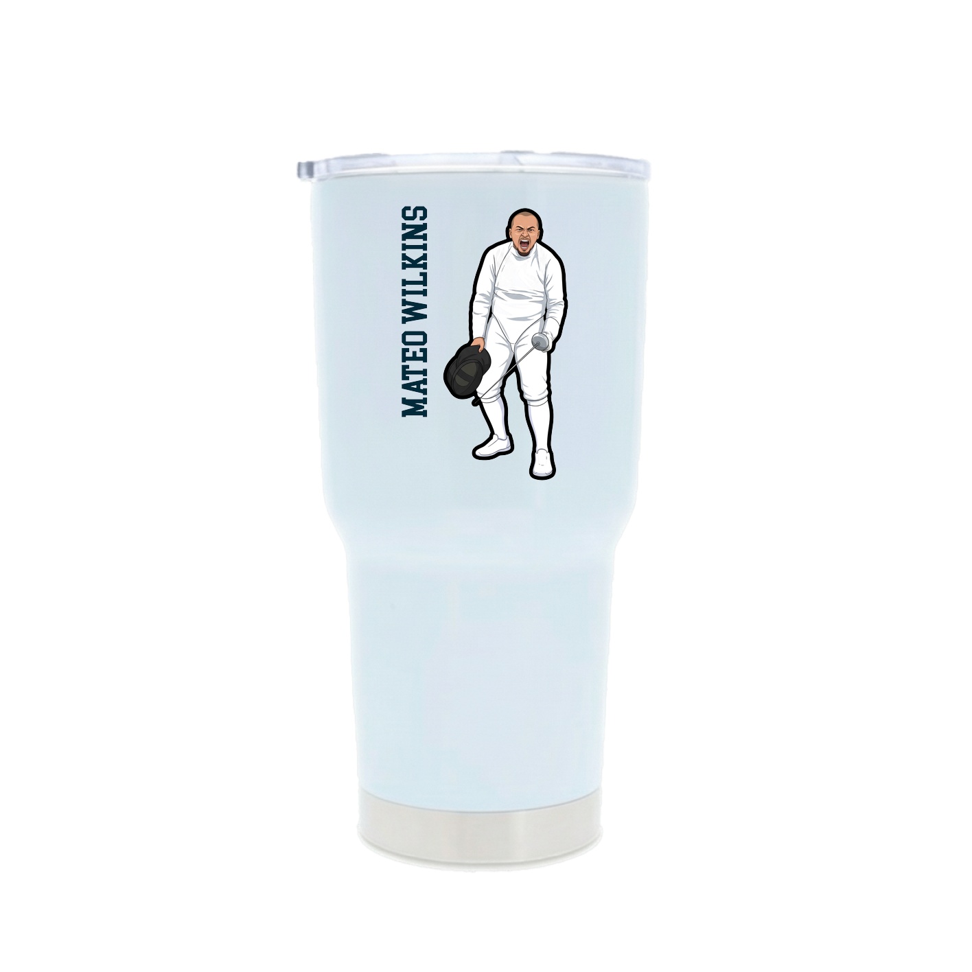 30oz Stainless Steel Tumbler — Name Vertical in White
