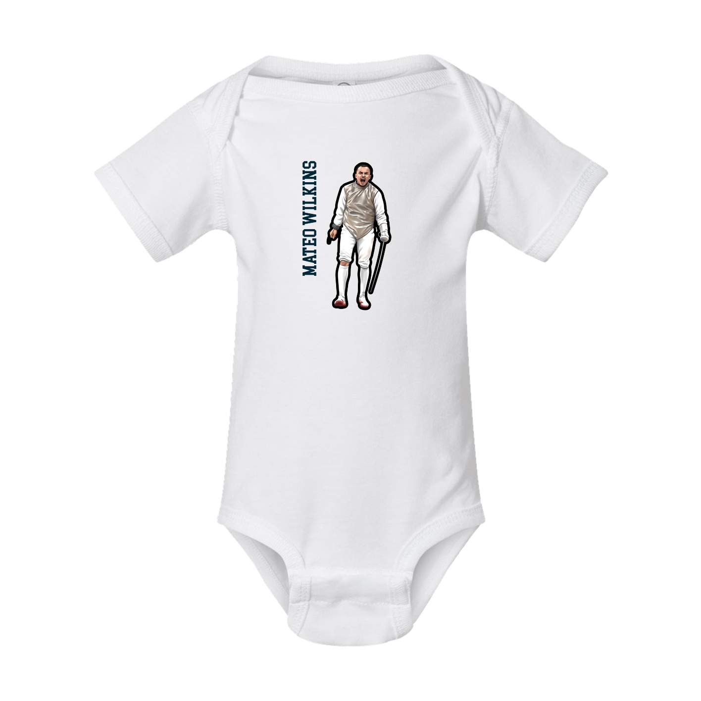 Baby Onesie — Name Vertical in White