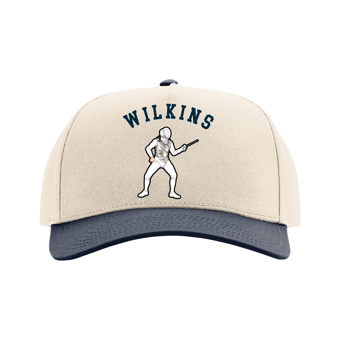 Full Fabric Five-Panel Champ Cap — Shirsey Arch in Cream/Navy