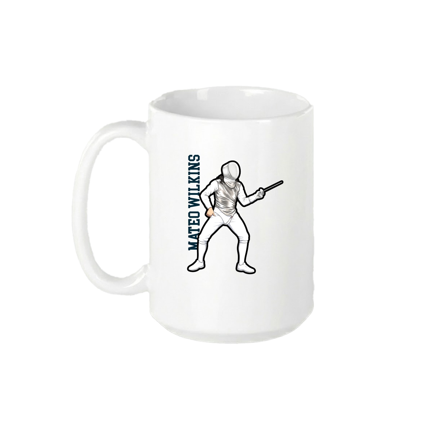 15oz Coffee Mug — Name Vertical in White