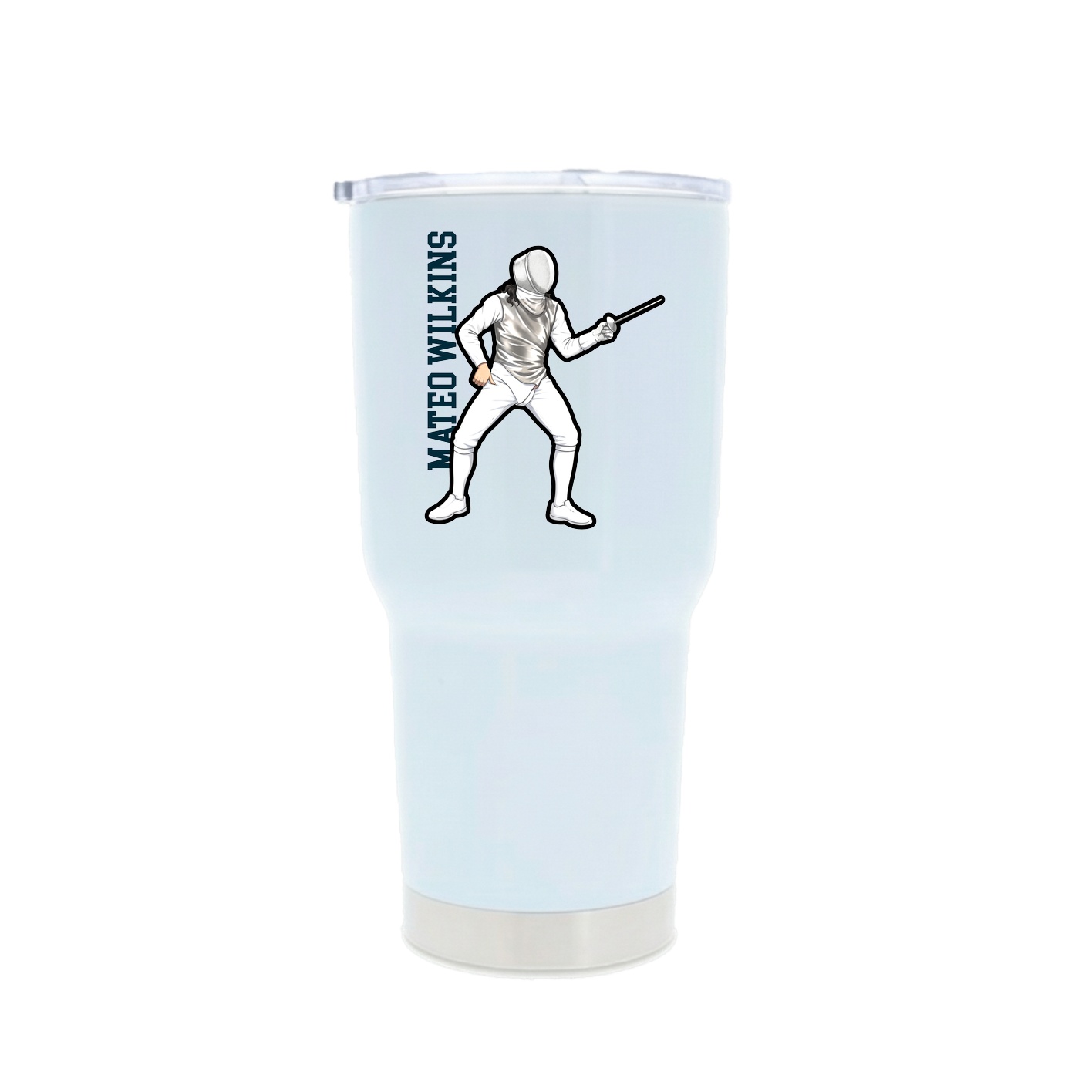 30oz Stainless Steel Tumbler — Name Vertical in White