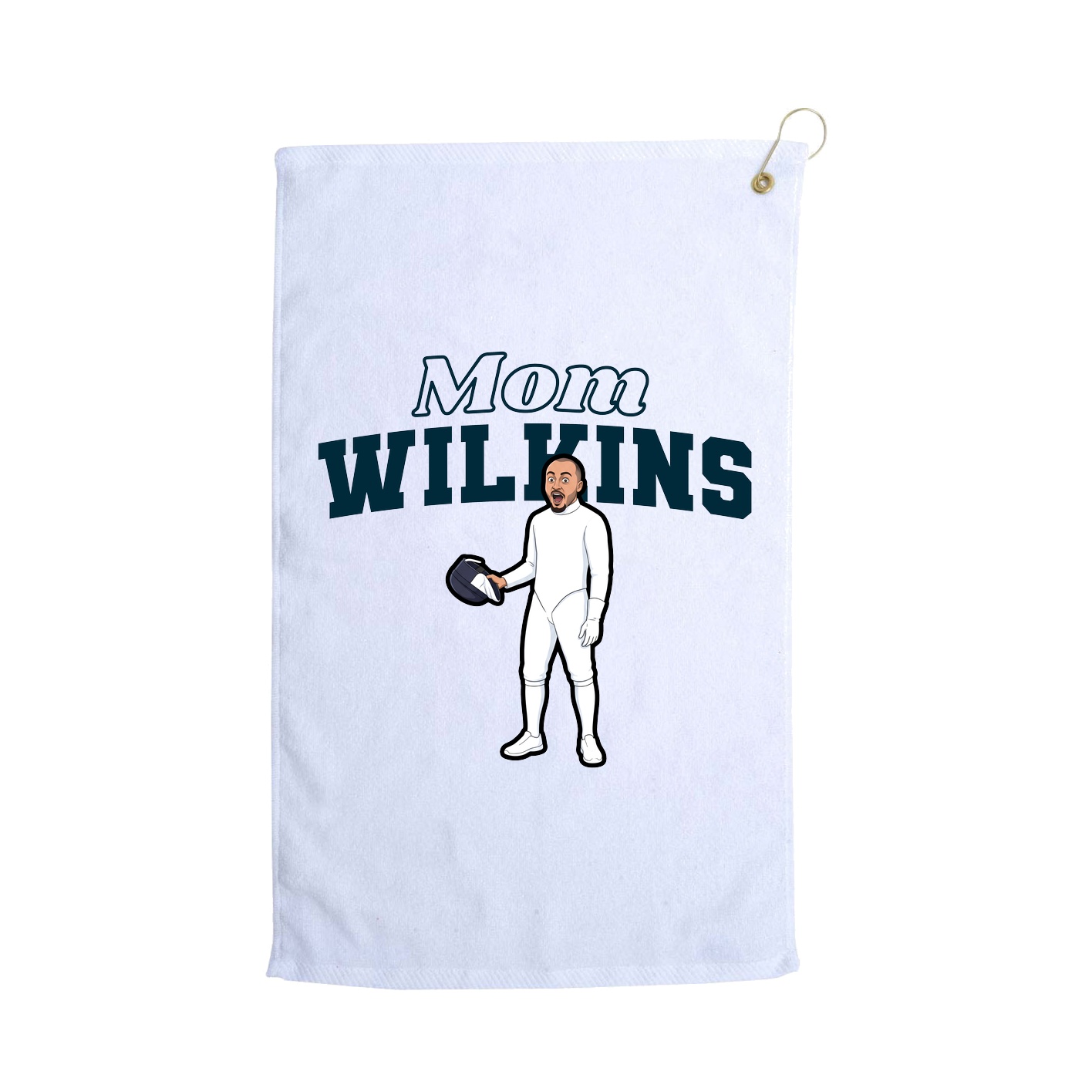 Golf Towel — Mothers Day Block in White