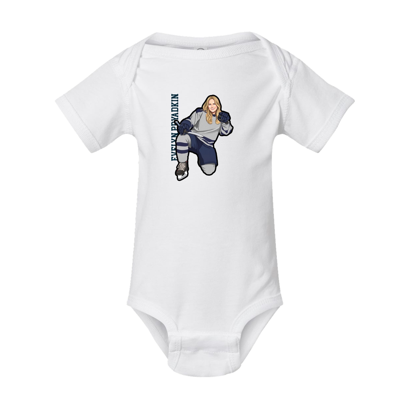 Baby Onesie — Name Vertical in White