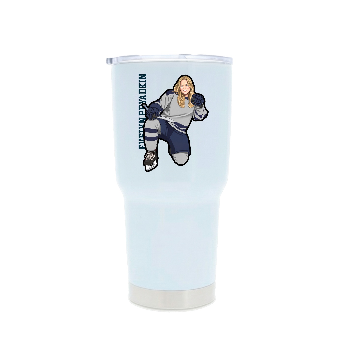 30oz Stainless Steel Tumbler — Name Vertical in White