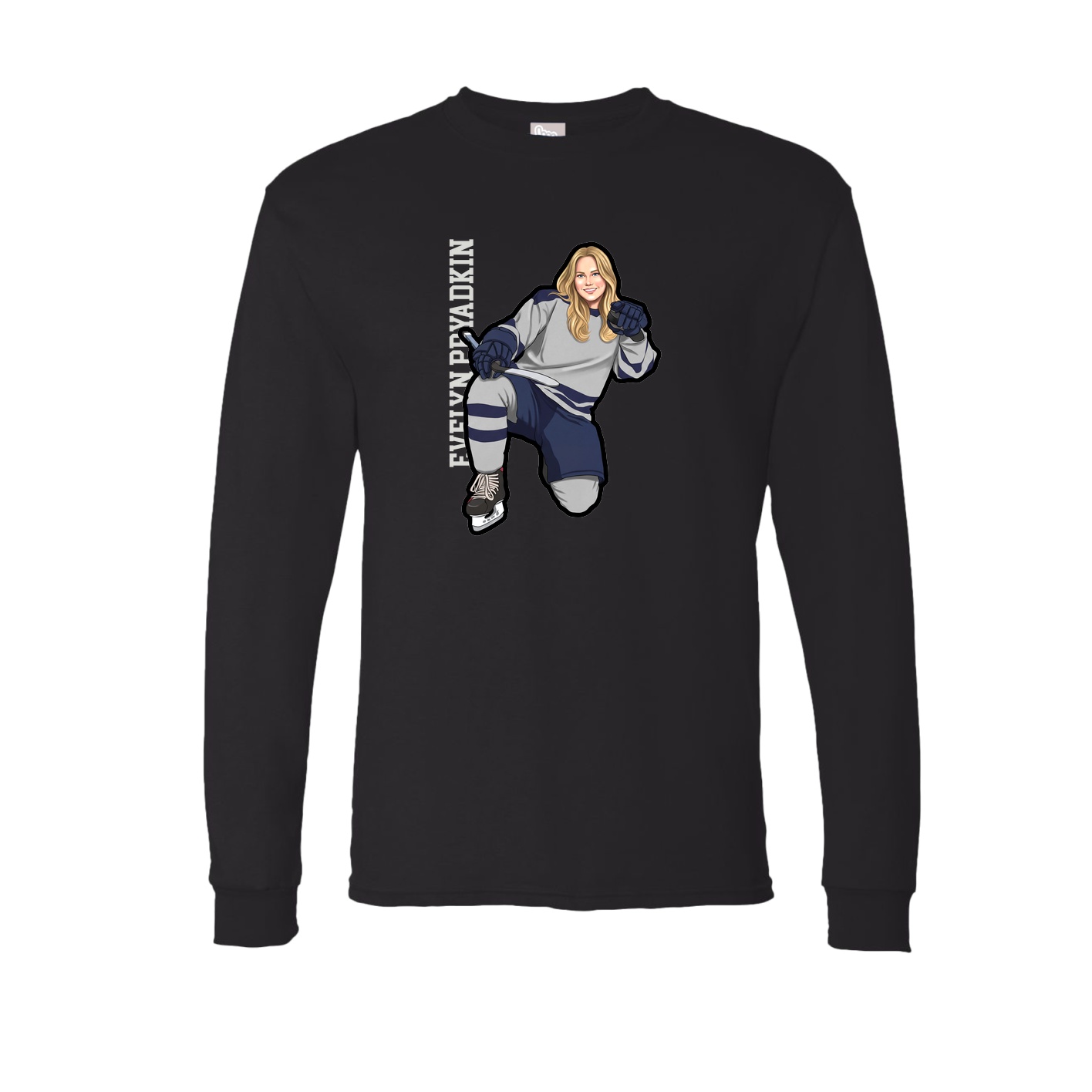 Long Sleeve Tee — Name Vertical in Black