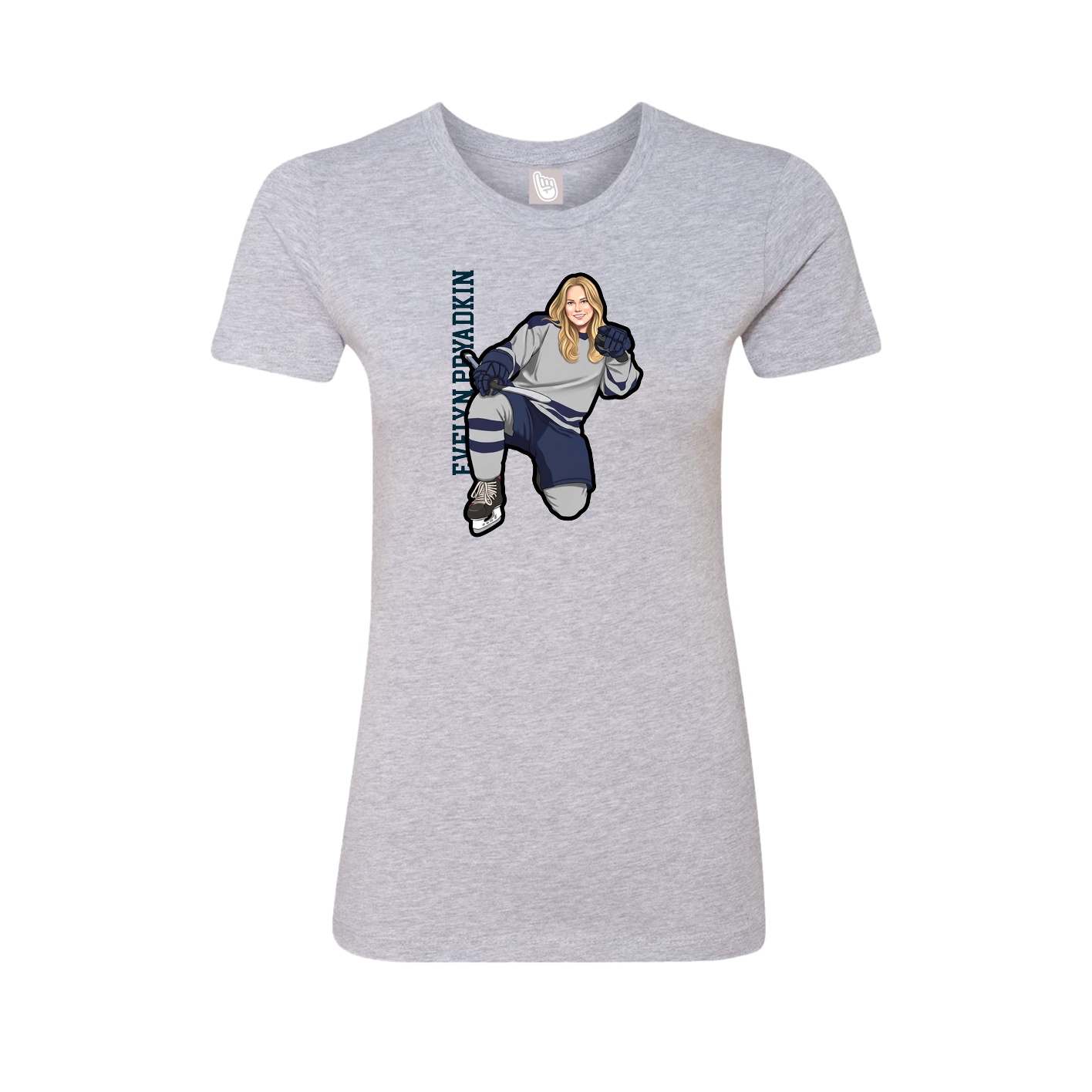 Fitted Women's Tee — Name Vertical in Grey