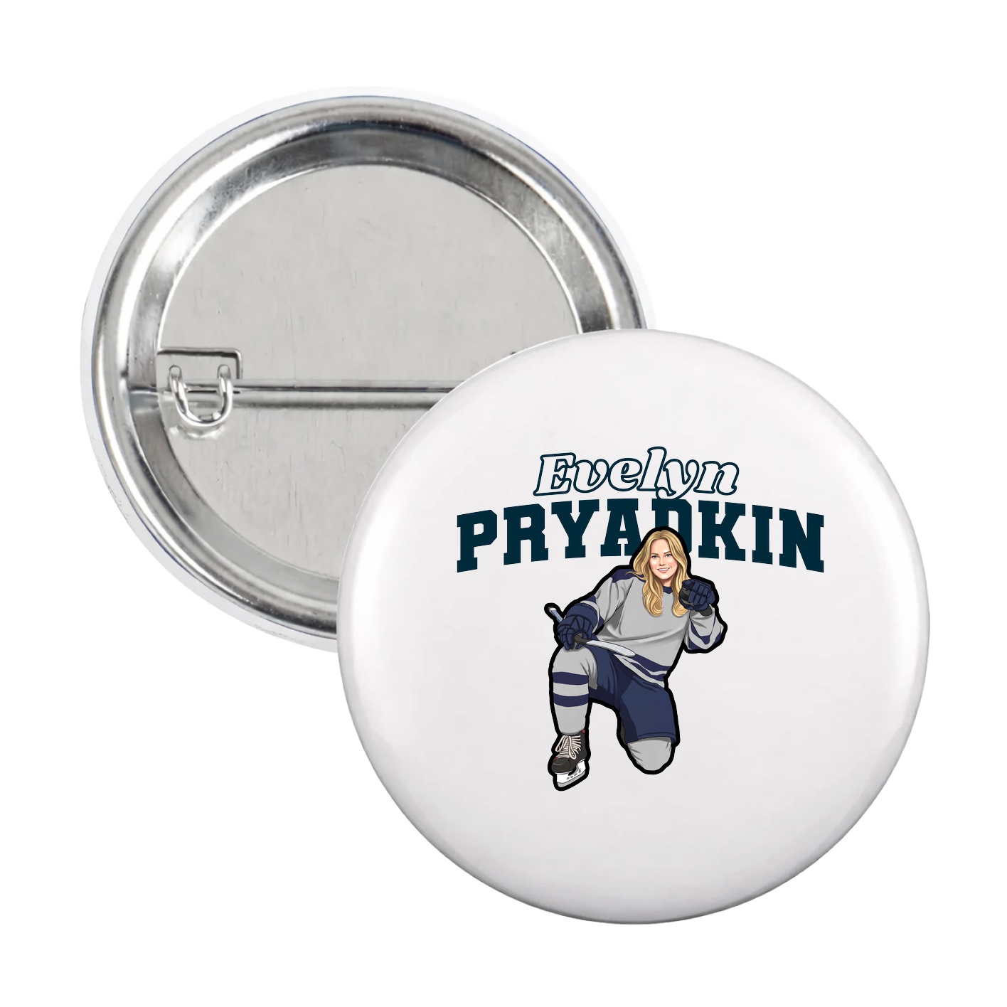 Game Day Button — Name Arch in White