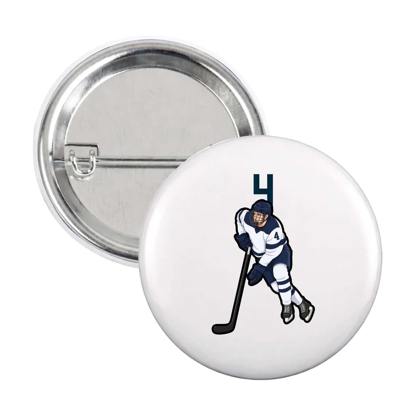 Game Day Button — Number Top in White