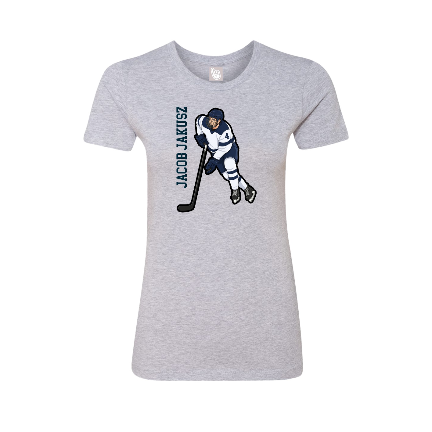 Fitted Women's Tee — Name Vertical in Grey