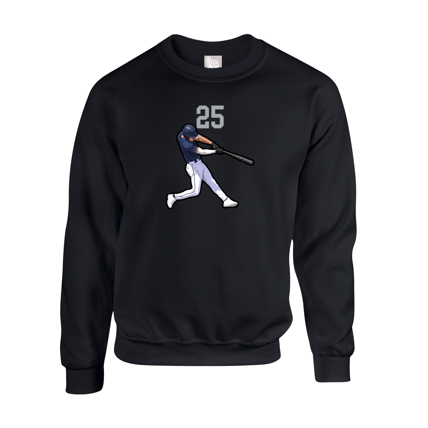 Fleece Crew — Number Top in Black