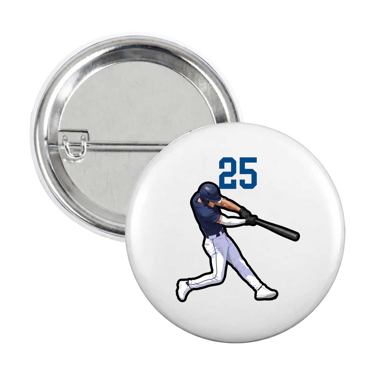 Game Day Button — Number Top in White