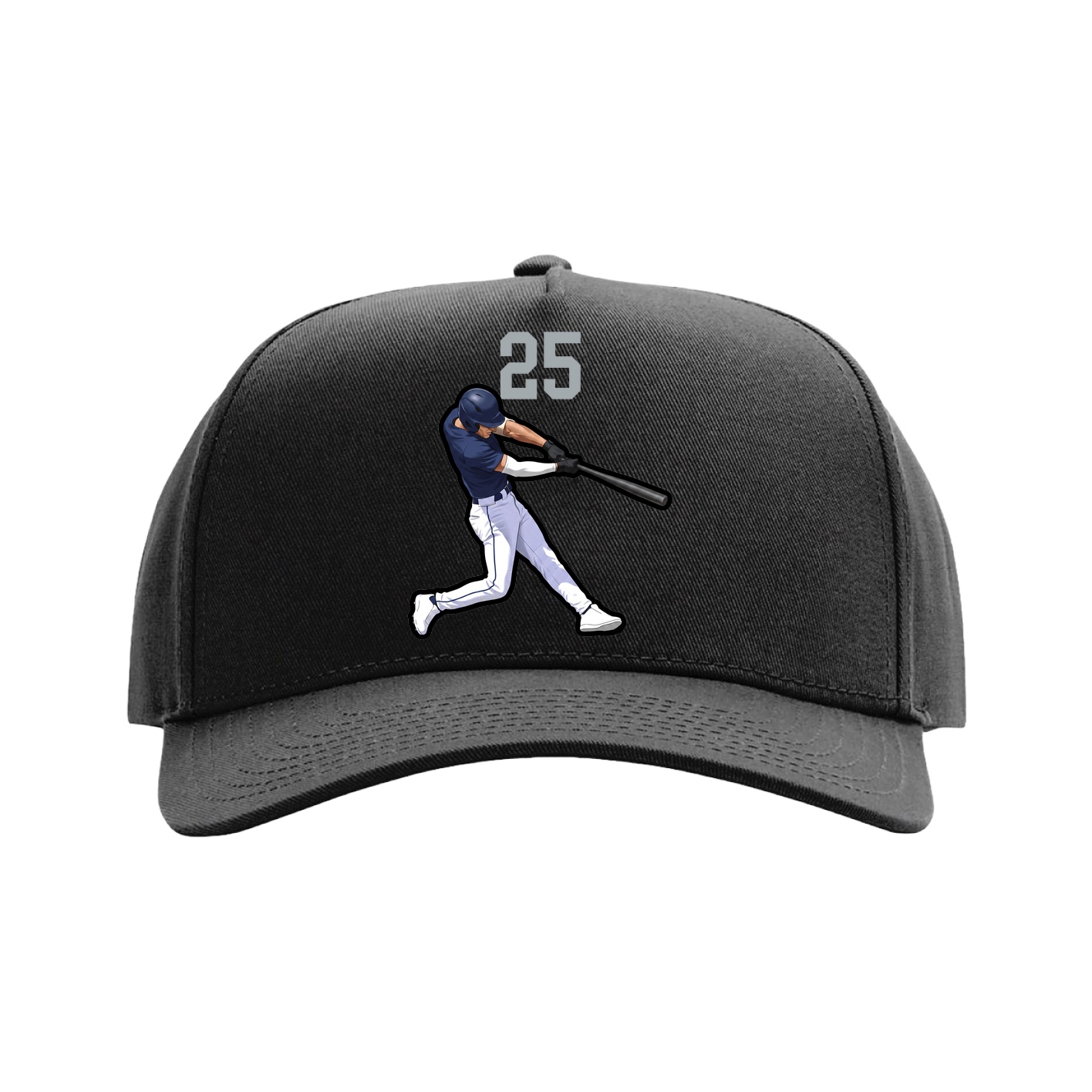 Full Fabric Five-Panel Champ Cap — Number Top in Black