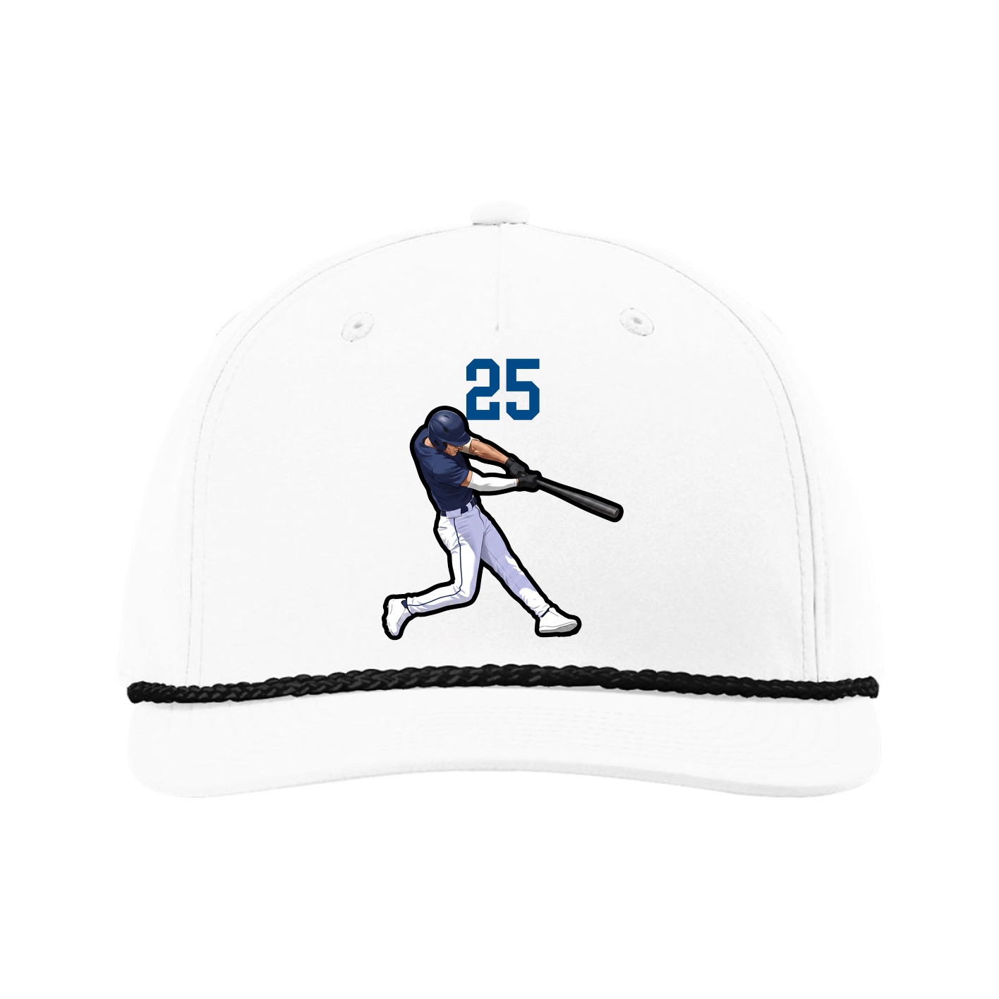 Five-Panel Classic Rope Cap — Number Top in White