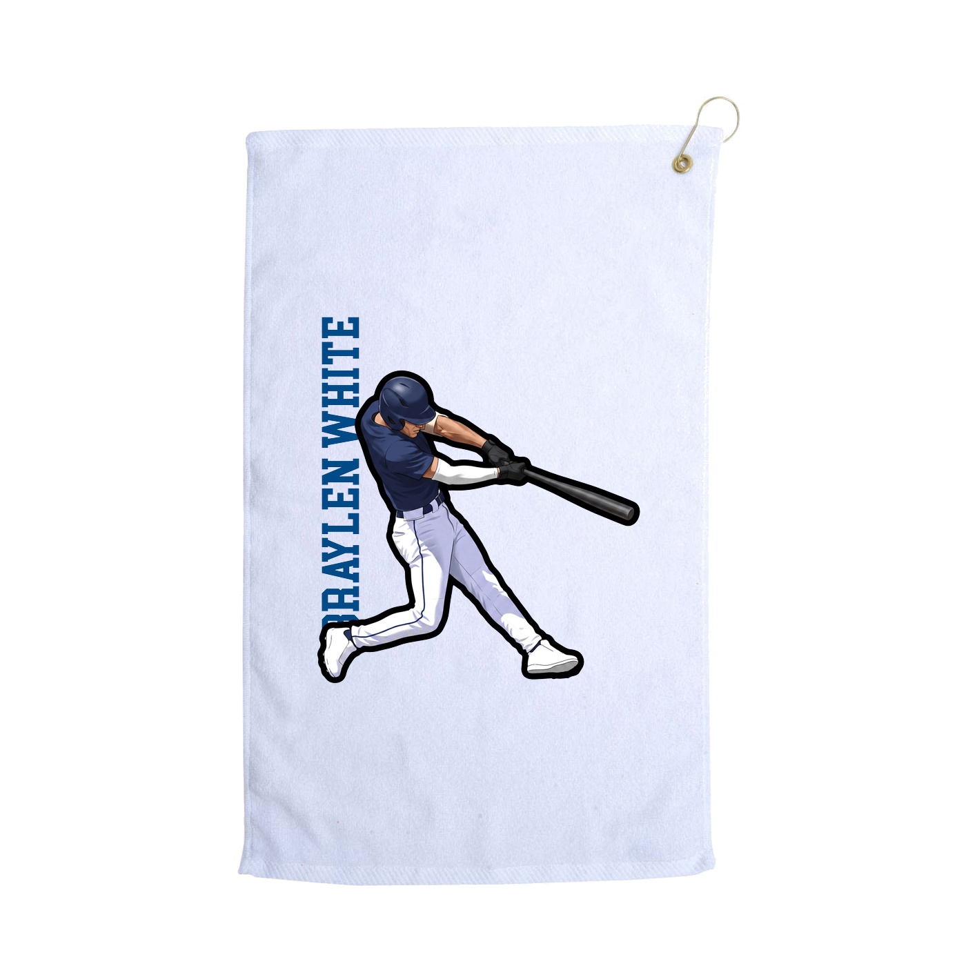 Golf Towel — Name Vertical in White
