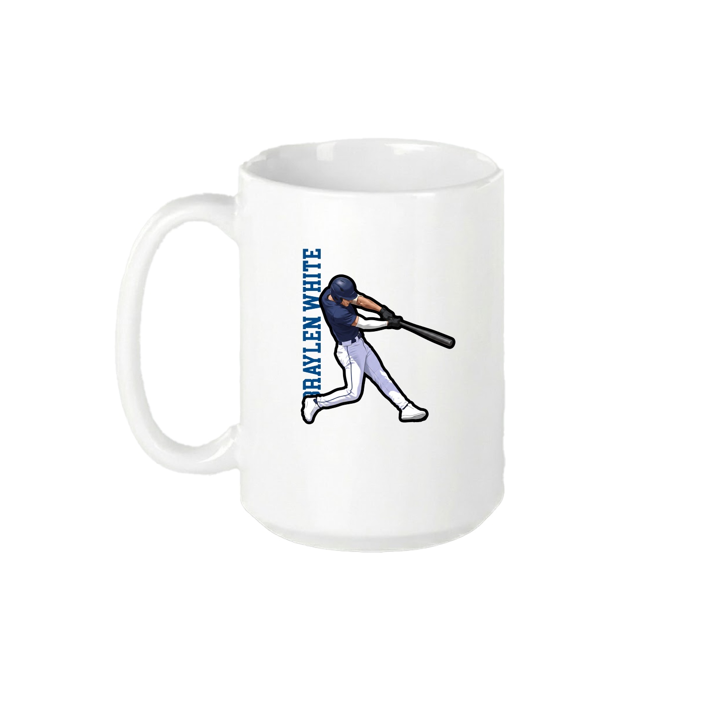 15oz Coffee Mug — Name Vertical in White