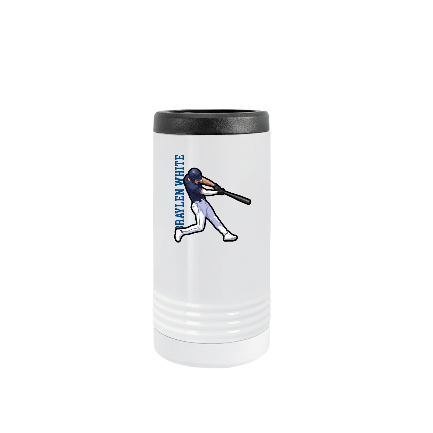 Slim Beverage Holder — Name Vertical in White