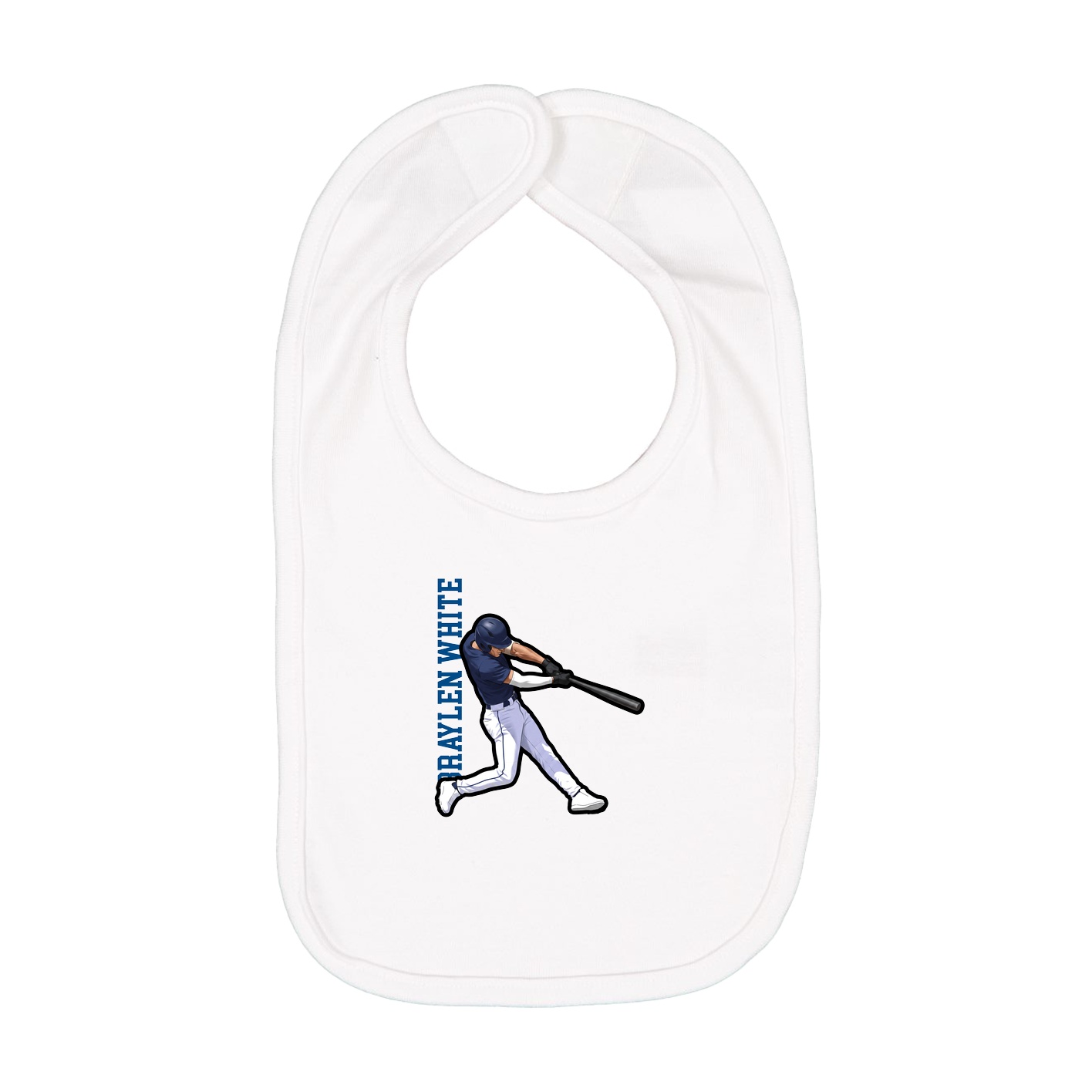 Infant Bib — Name Vertical in White