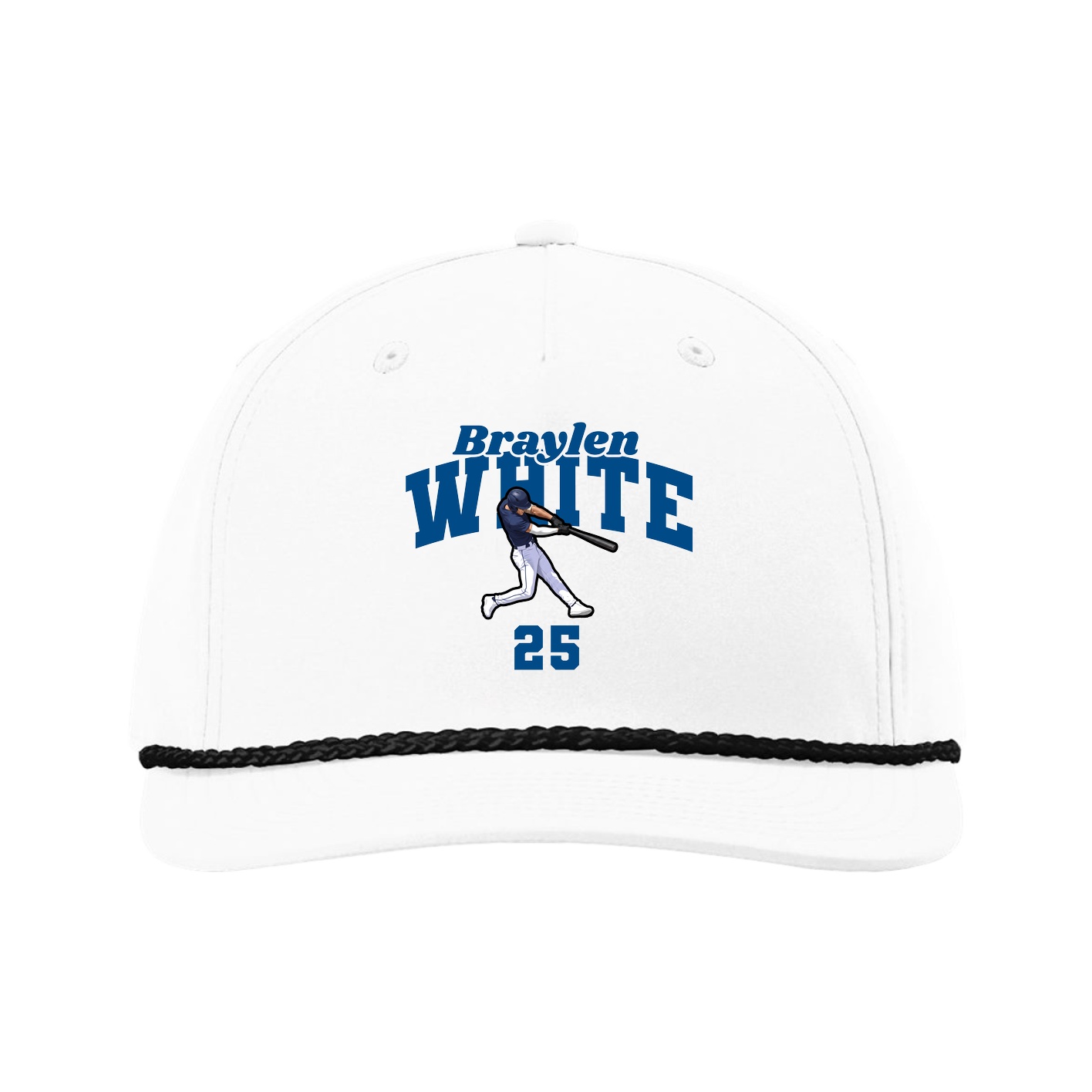 Five-Panel Classic Rope Cap — Signature Arch in White